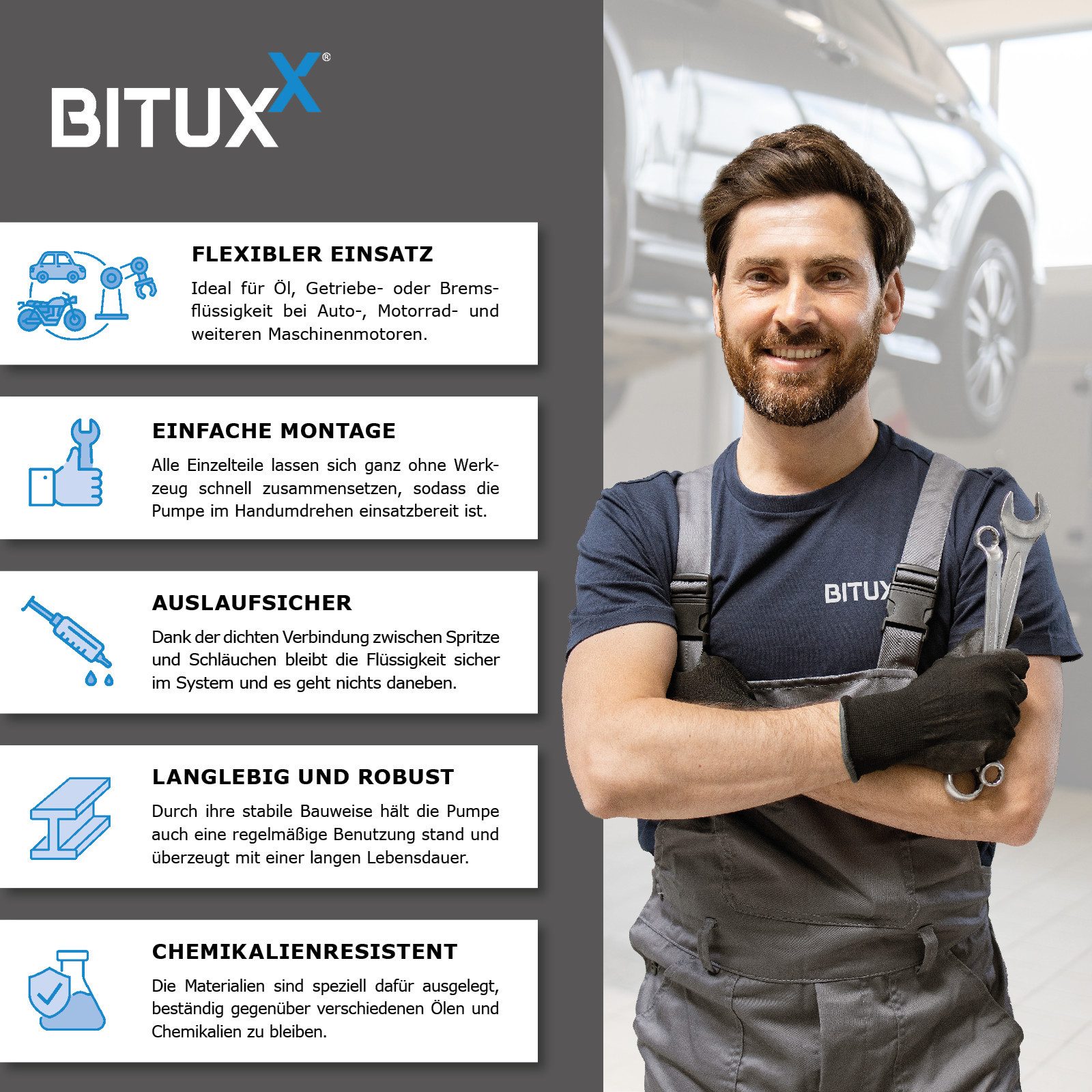 Bituxx Ölabsaugpumpe Öl Einfüllpumpe 500ml (MS-19587, 8-tlg) – Bild 4 von 5