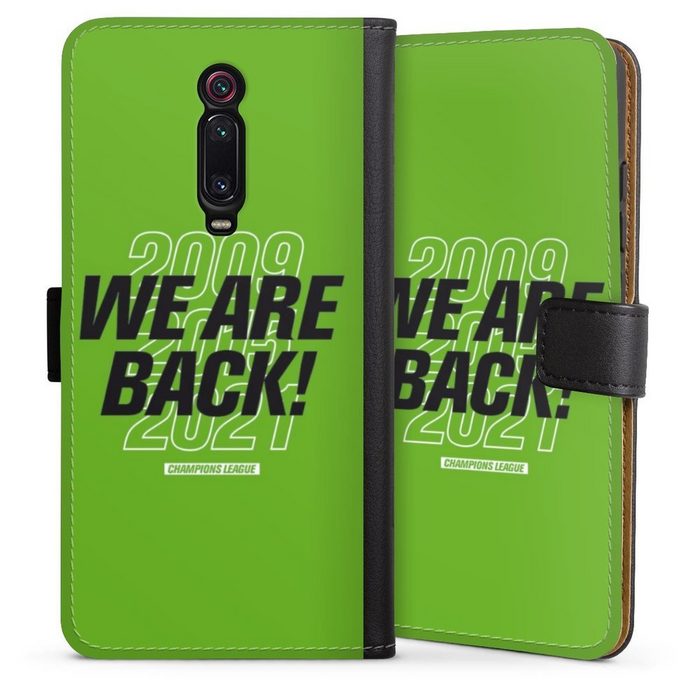 DeinDesign Handyhülle VfL Wolfsburg Aufstieg Offizielles Lizenzprodukt We Are Back Green Xiaomi Mi 9T Pro Hülle Handy Flip Case Wallet Cover Handytasche Leder
