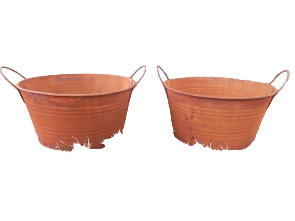 Übertopf Pflanztöpfe Blumentöpfe Pflanzschalen 2er Set Eisen Rost rund je 18 cm