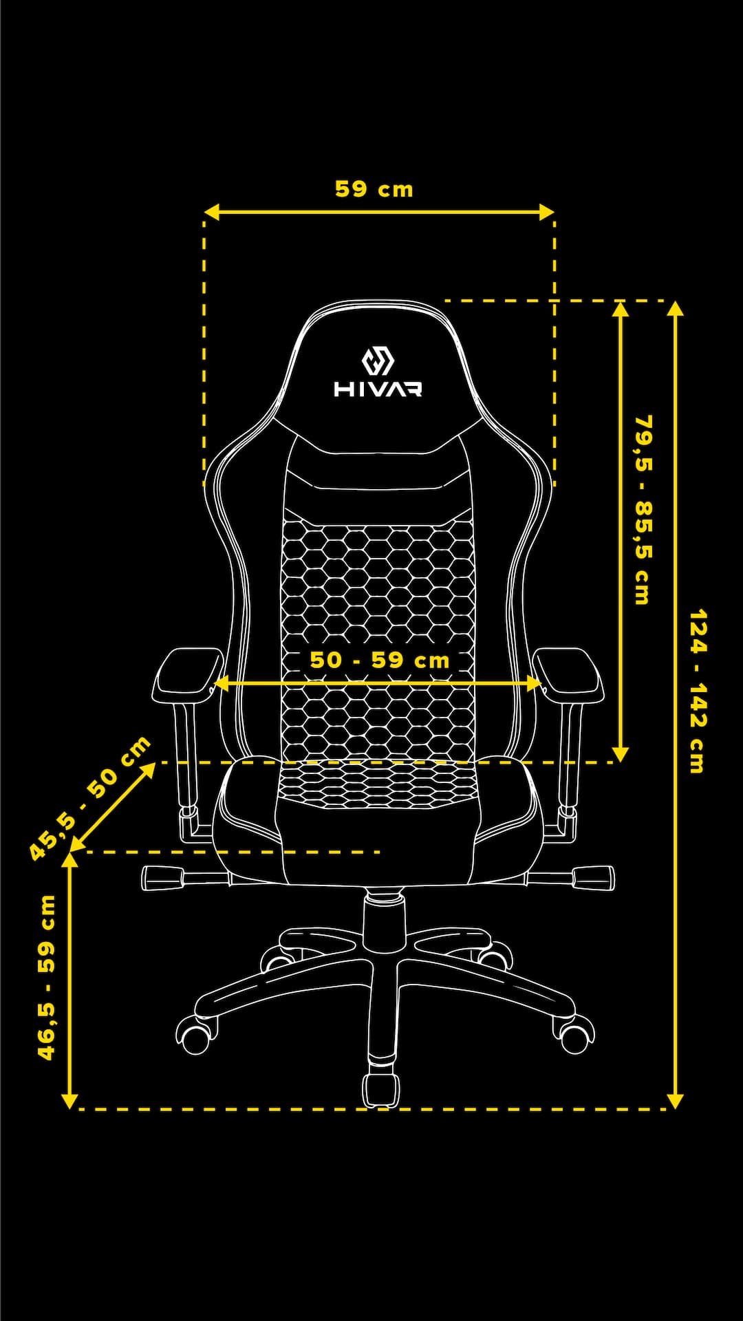 HIVAR Gaming-Stuhl ORBICAL 130 Wippwiderstand, Fußkreuz: Coal TÜV Belastbarkeit Sitztiefenverstellung, Rückenlehne, geprüft, Lordosenstütze, kg 4D AURORA, Armlehnen, Synchronmechanik, höhenverstellbare