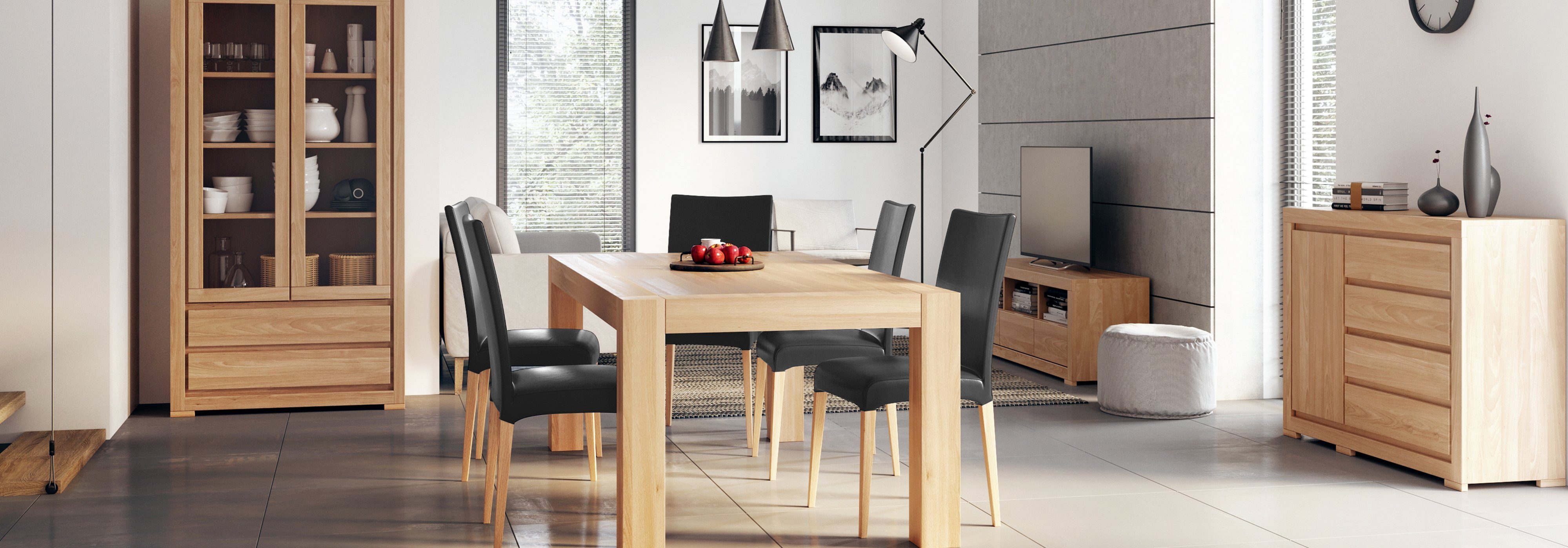 JVmoebel Essgruppe Essgarnitur 6 + Stühle Echtes Vollholz Garnitur Esszimmer-Set, Holz Massivholz Tisch