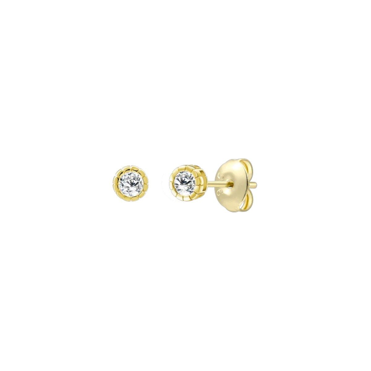 XENOX Paar Ohrstecker Xenox Ohrstecker Pure Essential Zirkonia Silber 18k Vergoldet XS10647G