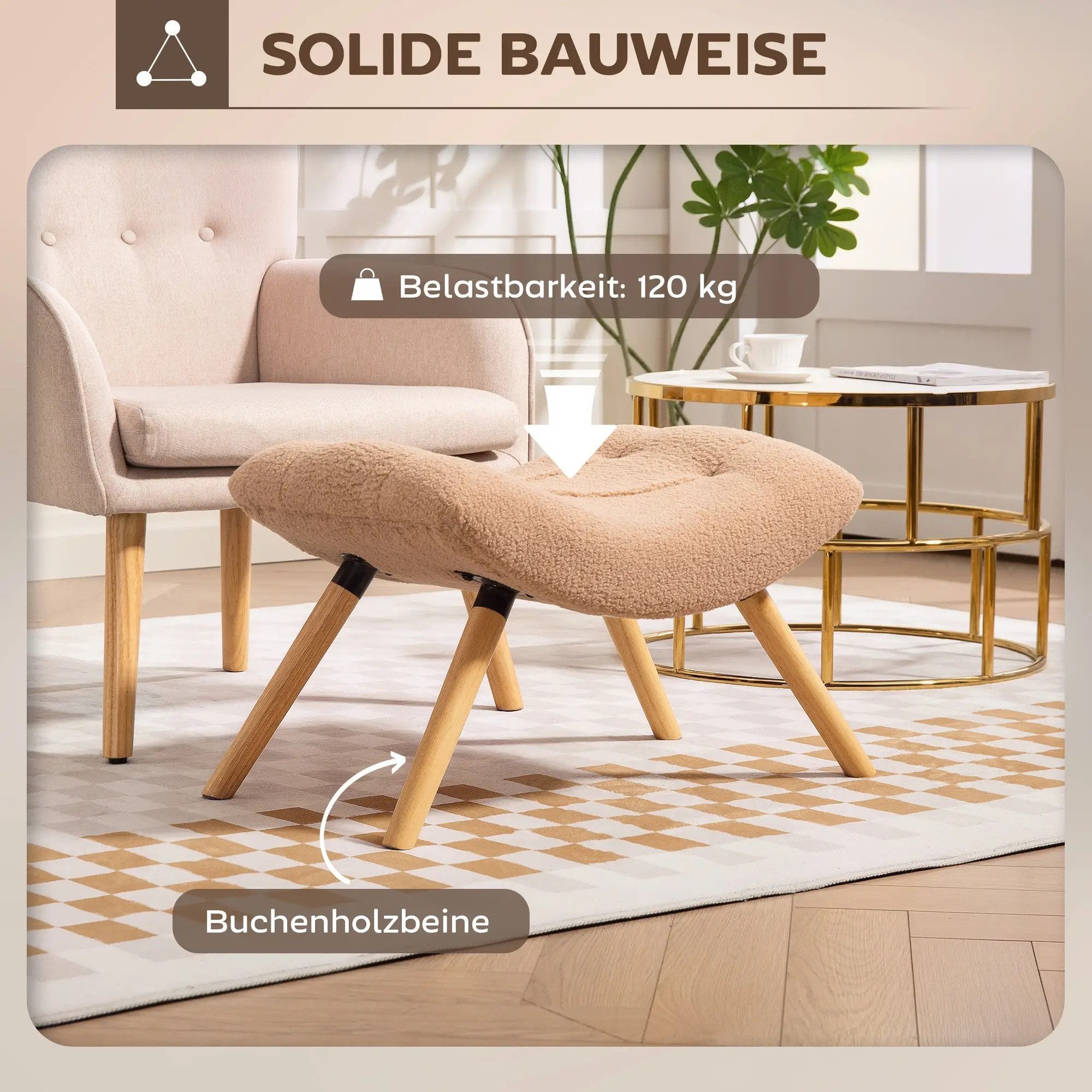 BlingBin Fußhocker Moderner Fußhocker mit Fleece-Bezug günstig online kaufen