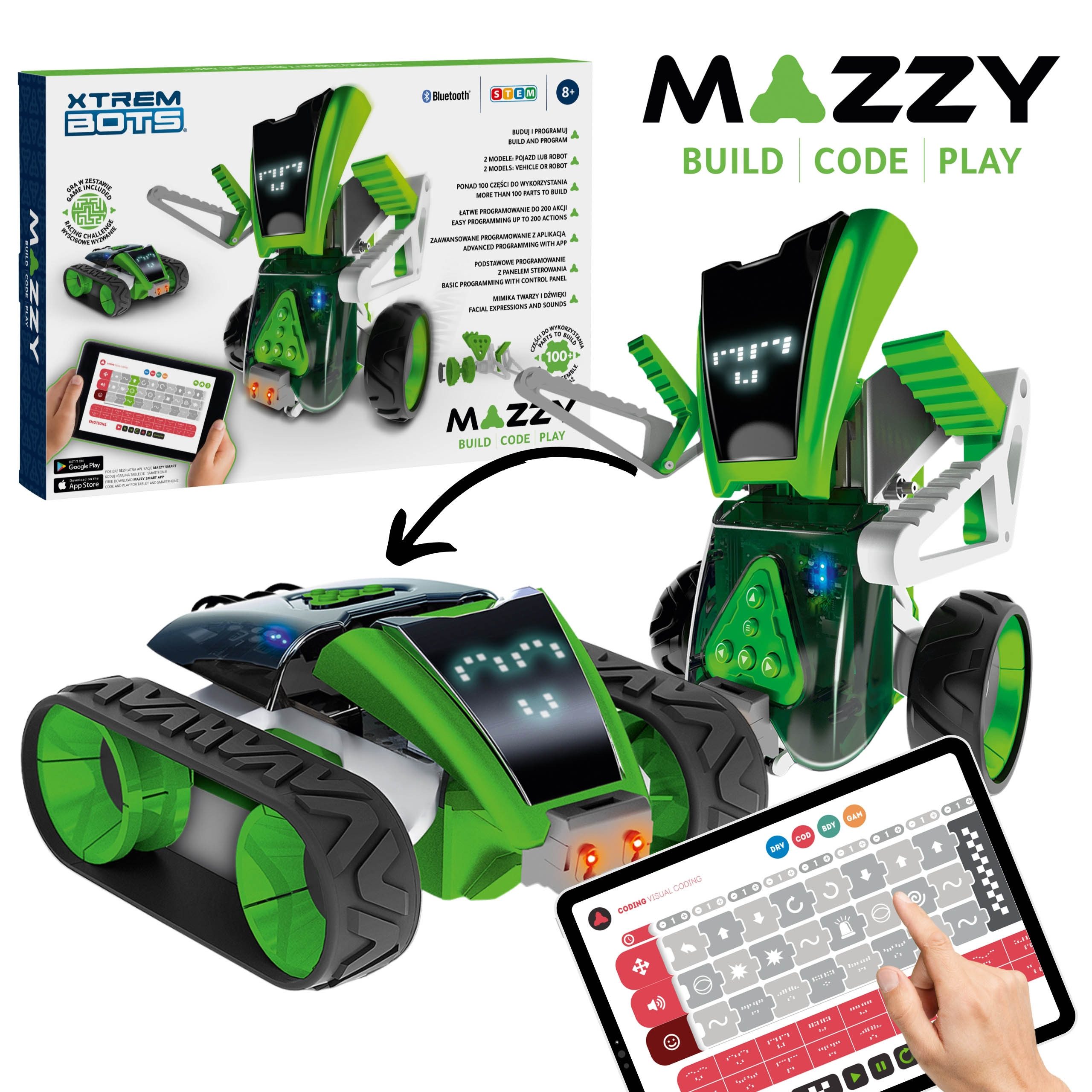 Sarcia.eu Spielzeug-Kran Xtrem Bots - Mazzy das ferngesteuerte Roboter zum Programmieren lernen