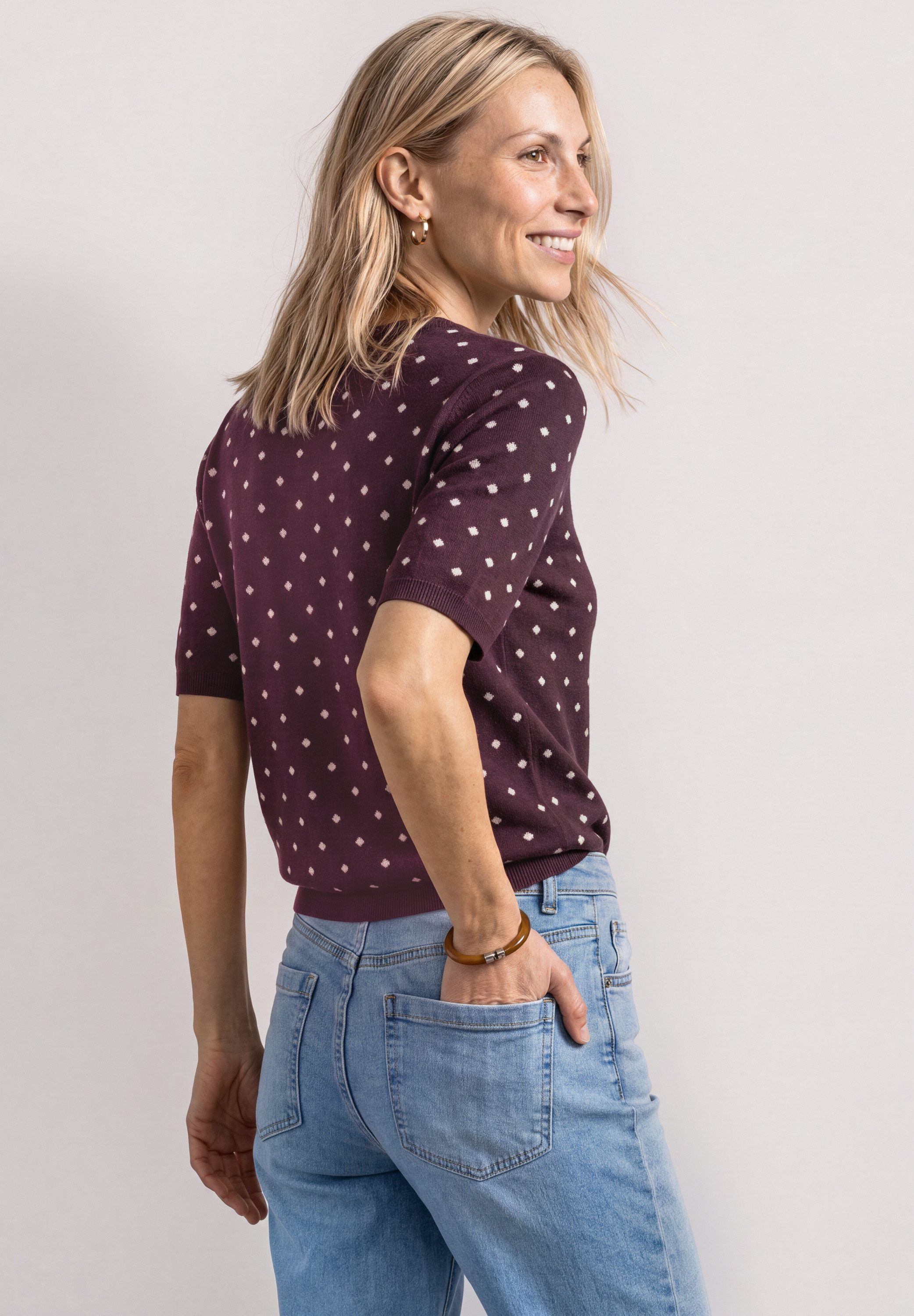 STREET ONE Kurzarmpullover mit Punkten