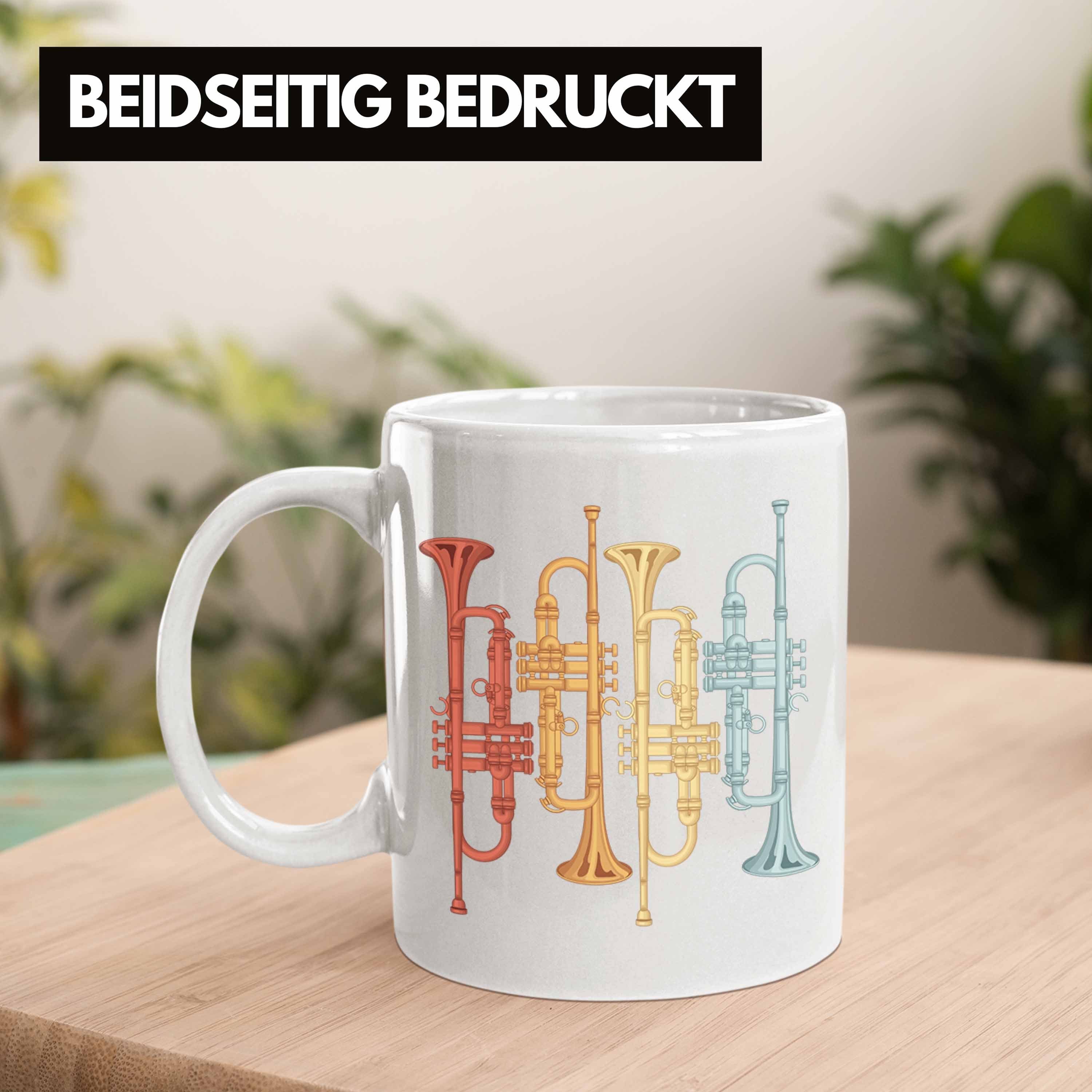 Kaffee-Becher Weiss Trendation Tasse Retro Tasse Posaune Graf Trompete für Geschenk Posaunist