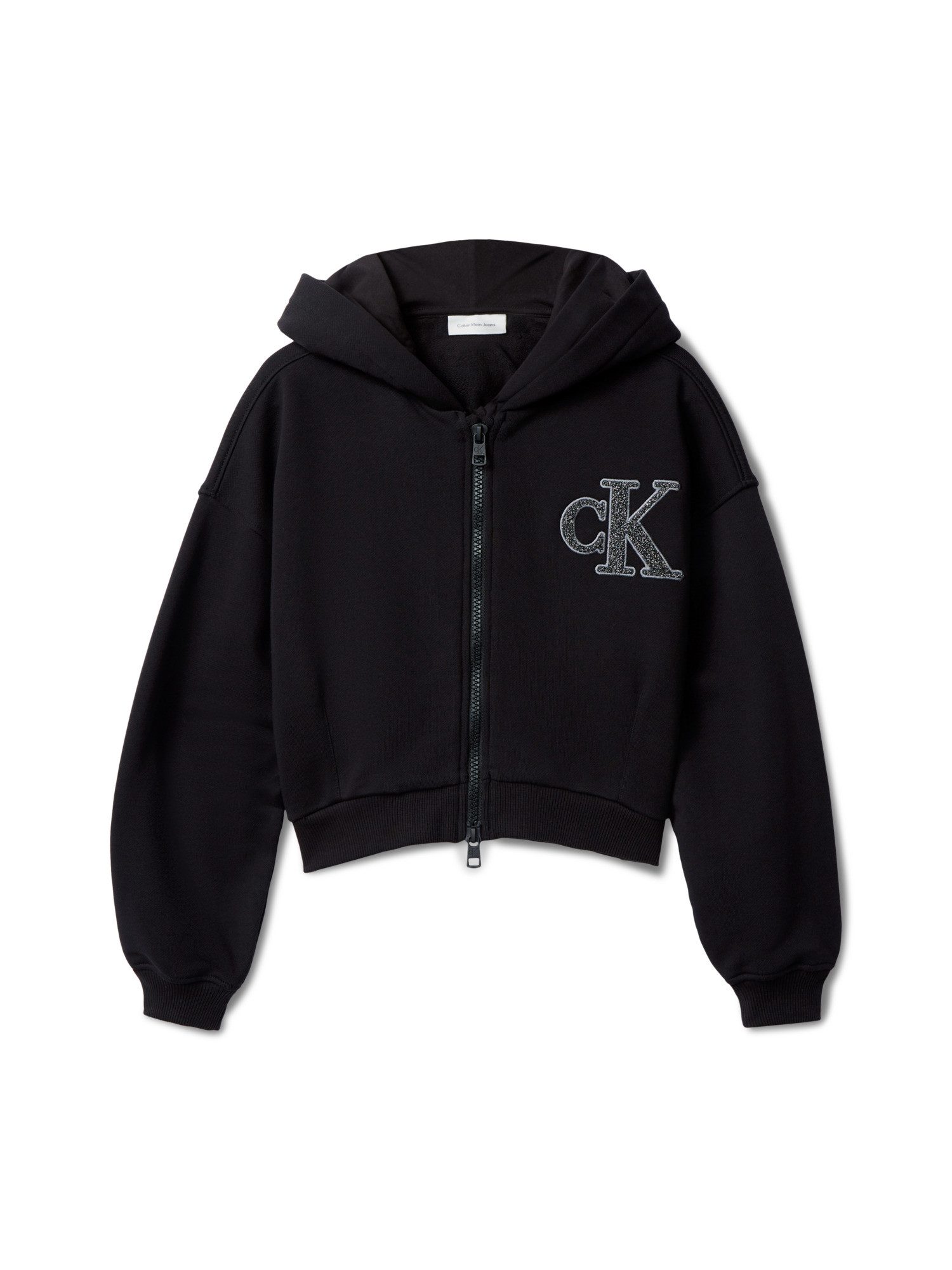 Calvin Klein Jeans Sweatjacke CK LOGO TERRY ZIP THROUGH für Kinder bis 16 Jahre, mit Glitzer-Applikation