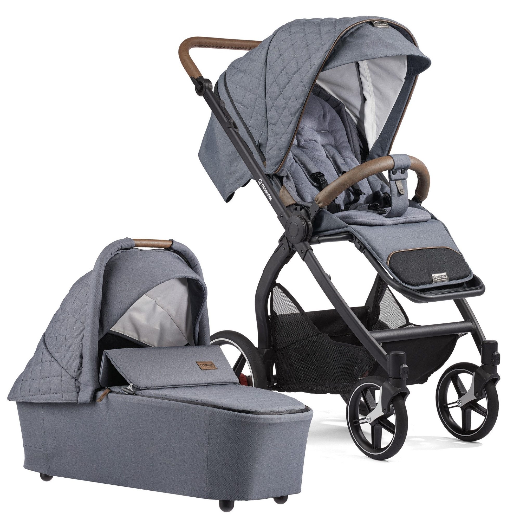 Gesslein Kombi-Kinderwagen Gesslein FX4 Swing 2in1 Kinderwagen-Set inkl. Babywanne Panorama Lyx