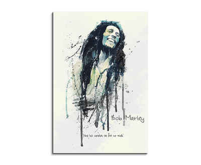 Sinus Art Leinwandbild Bob Marley 90x60cm Aquarell Art Wandbild auf Leinwand fertig gerahmt Original Sinus Art