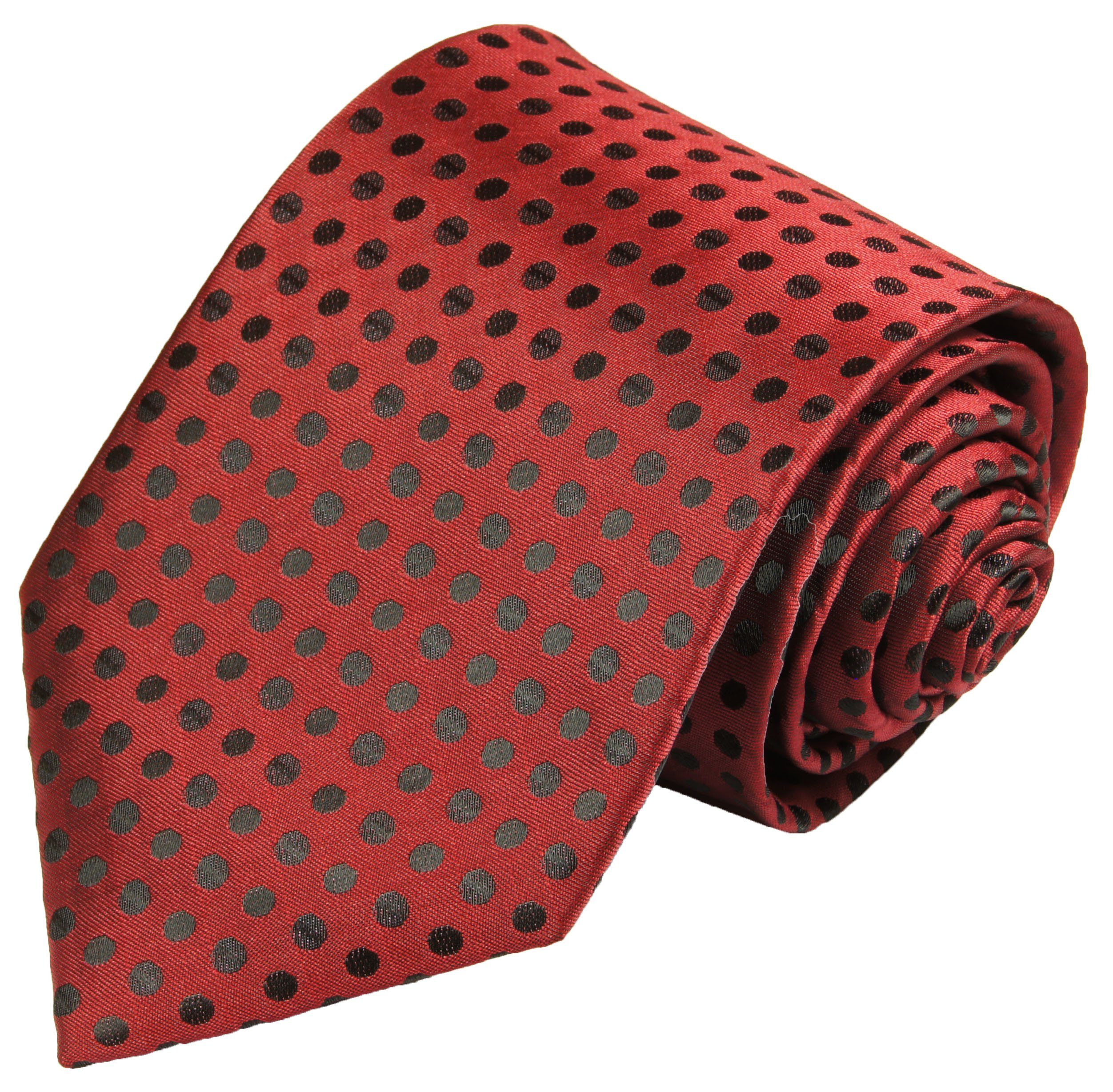 Paul Malone Krawatte Herren Hochzeitskrawatte gepunktet - Mikrofaser - Bräutigam Breit (8cm), rot schwarz V22