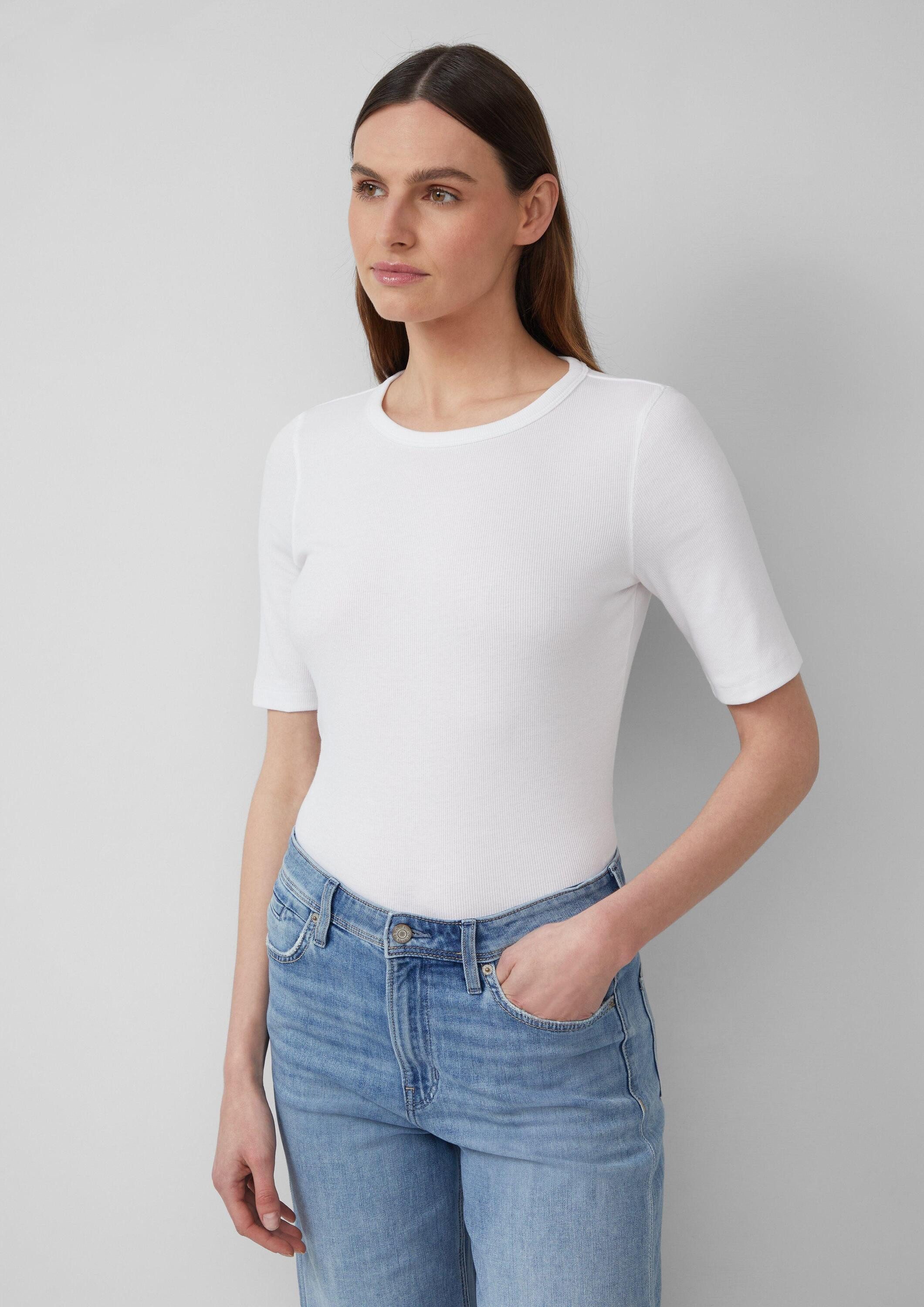 s.Oliver Kurzarmshirt T-Shirt Geripptes T-Shirt im Slim Fit aus Baumwollmix günstig online kaufen