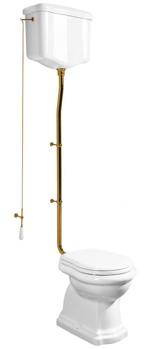 Kerasan Tiefspül-WC RETRO WC Schüssel mit Spülkasten, Abgang senkrecht, weiß/Bronze, Kerasan-WCSET17-RETRO-SO-SET