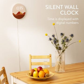 Navaris Tischuhr Design Digitaluhr aus Holz - LED Wanduhr - Uhr mit USB Kabel