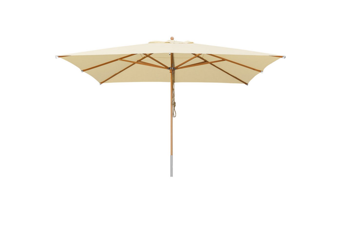 anndora-sonnenschirm Sonnenschirm 4x4 Meter quadratischer Schirm Holz Buche FSC zertifiziert, LxB: 400x400 cm, beschichteter schmutzabweisender Stoff - Seilzugmechanismus