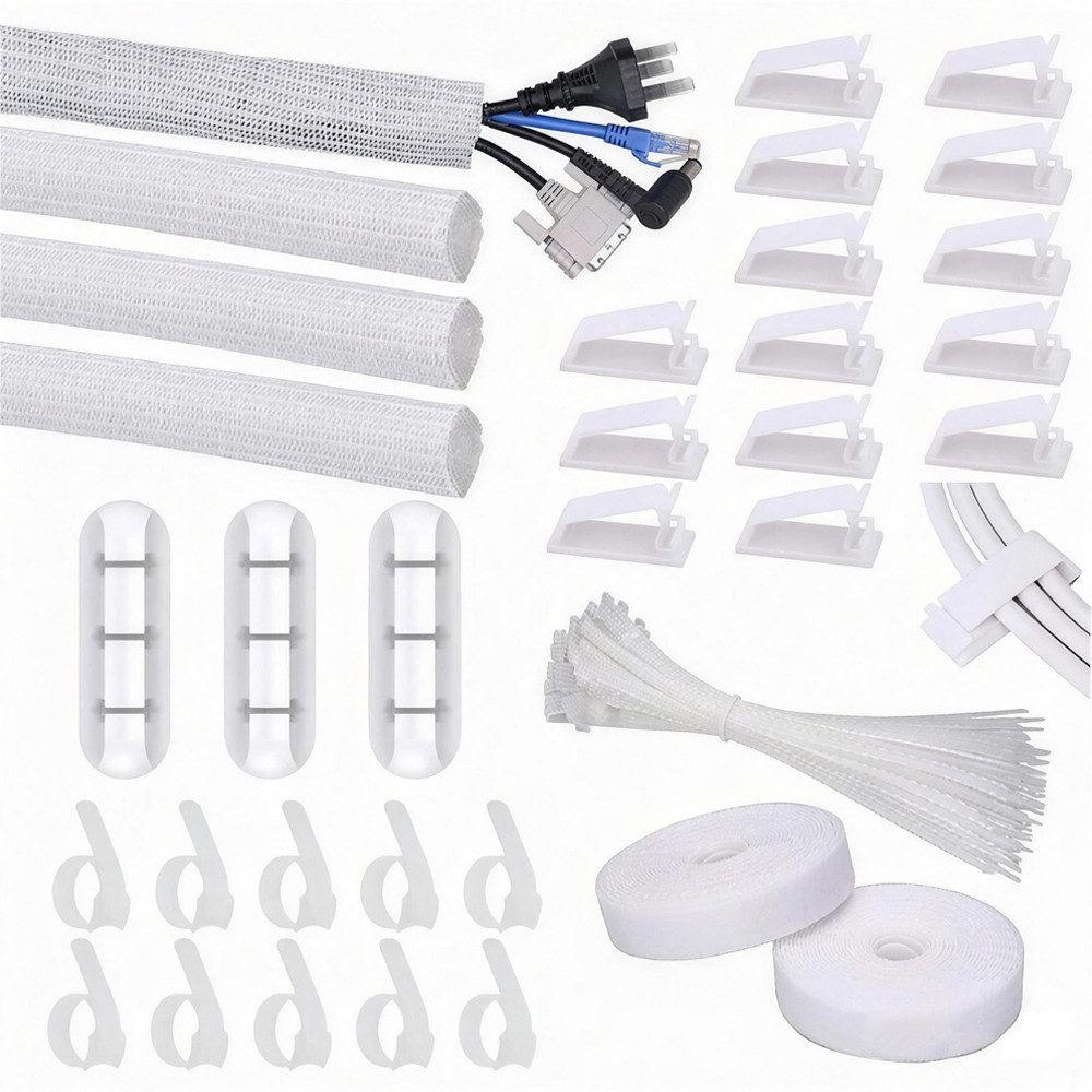 TUWENA Kabelführung 134 Stück Kabelmanagement Schreibtisch Organizer, Kabelorganizer Set