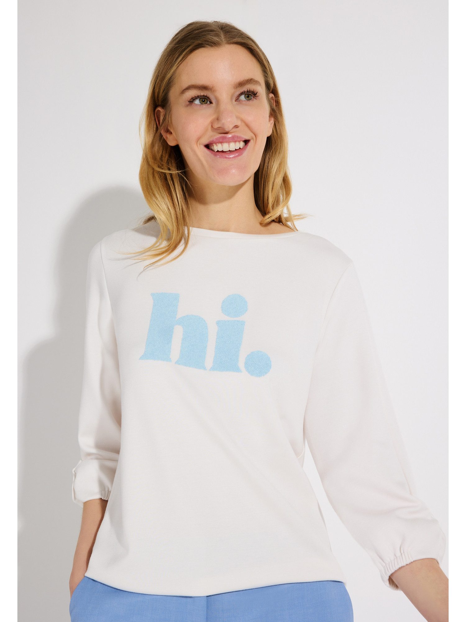 MORE&MORE Sweatshirt supersoftes 3/4 Arm Sweatshirt, Perlenschrift