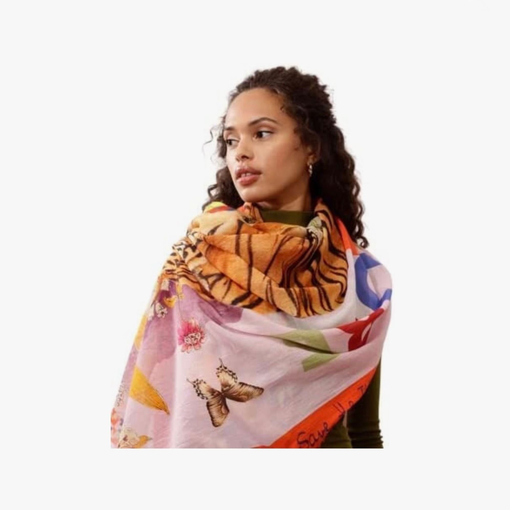 Codello Modeschal Codello Schal Take Care Love Nature, XL Tiger Motiv