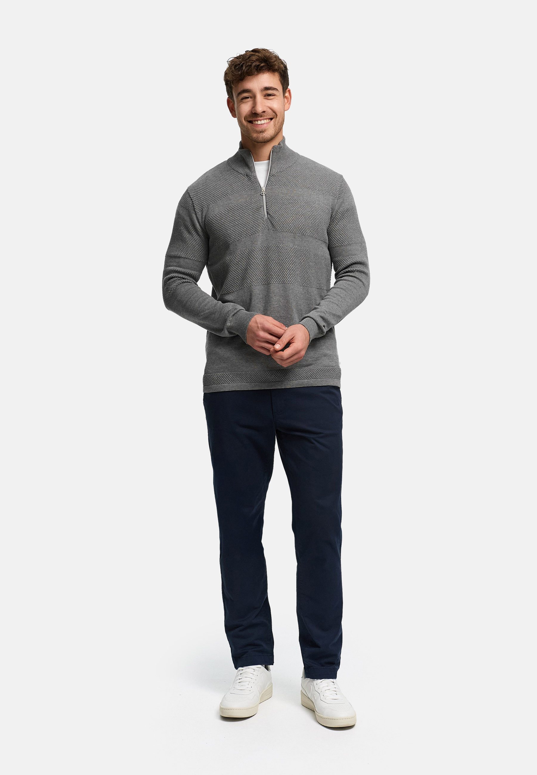 Kronstadt Strickpullover Herren KSHannes Half-Zip Pullover Herrenpullover aus hochwertigem Jaquard-Feinstrick