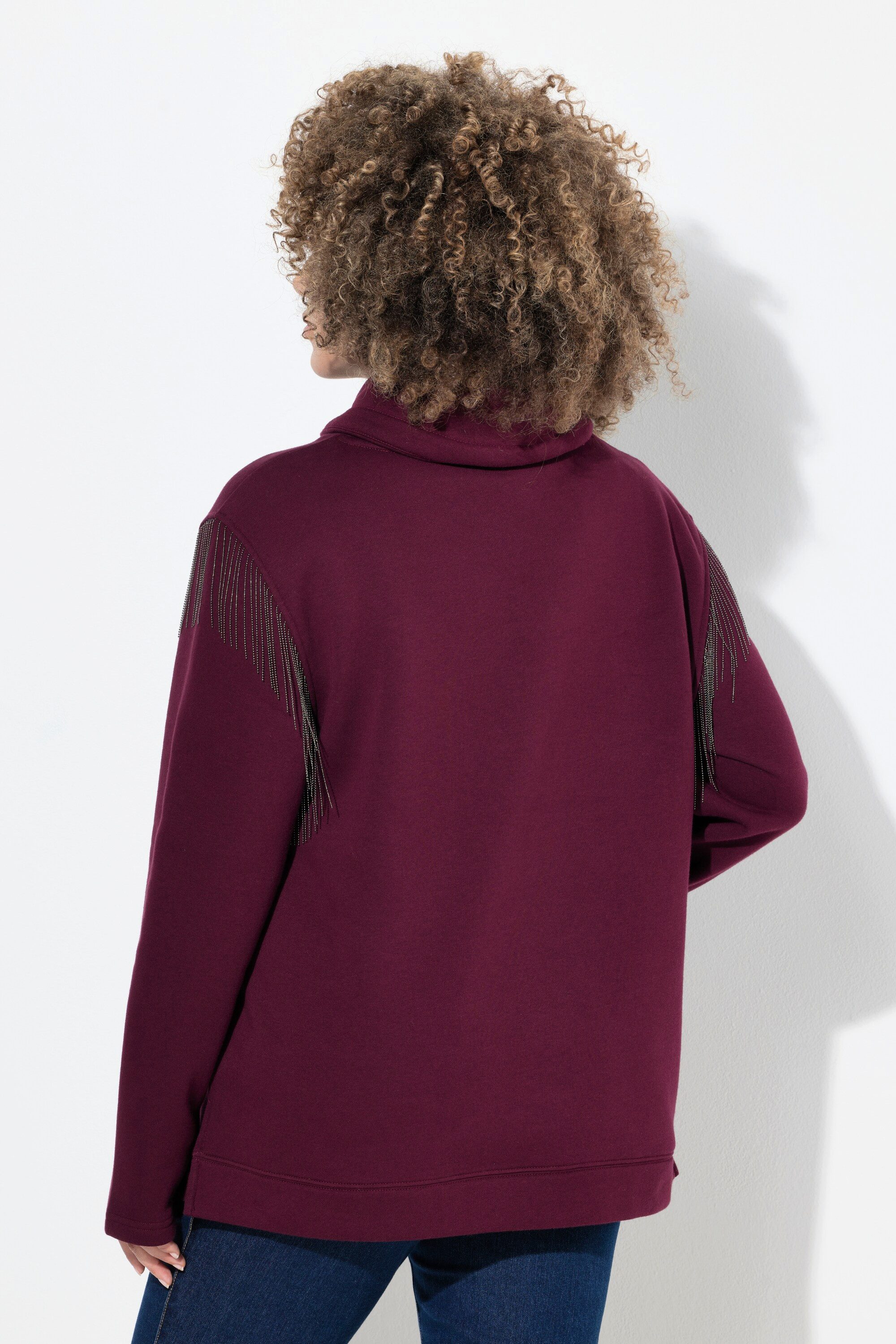Ulla Popken Sweatshirt Sweatshirt Kettenfransen Stehkragen Langarm – Bild 3 von 4