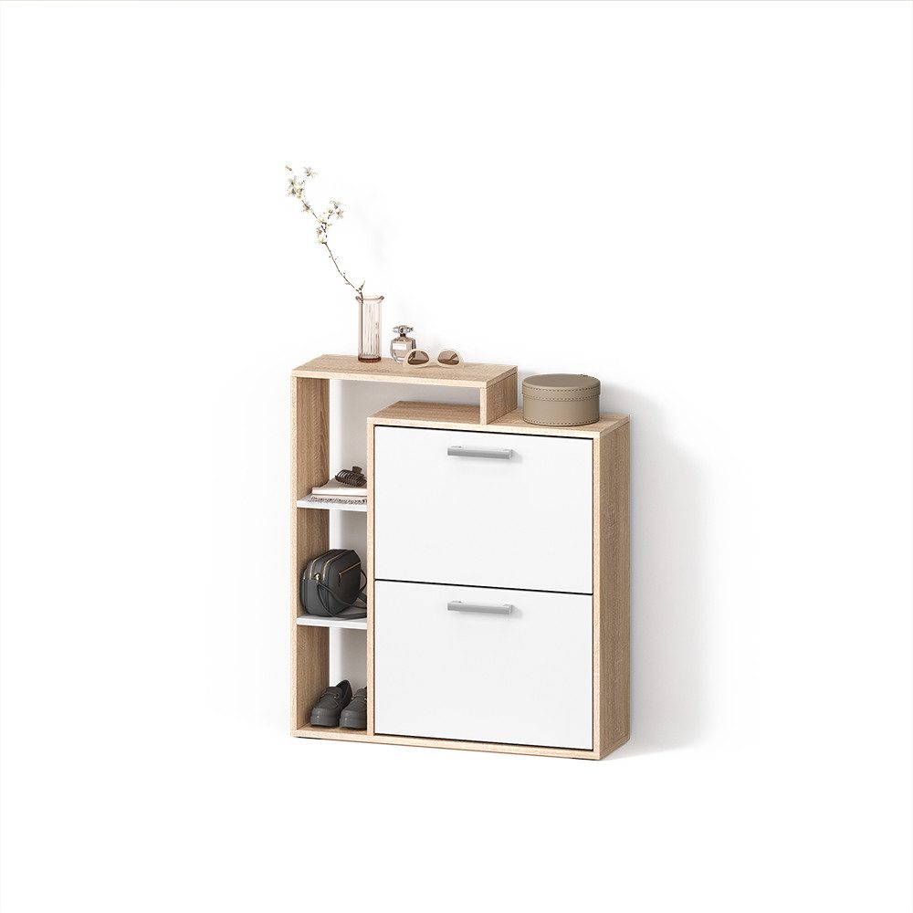 Livinity® Schuhkipper Ortello, Weiß/Sonoma/Sonoma, 24.5 x 90 cm (1 St)
