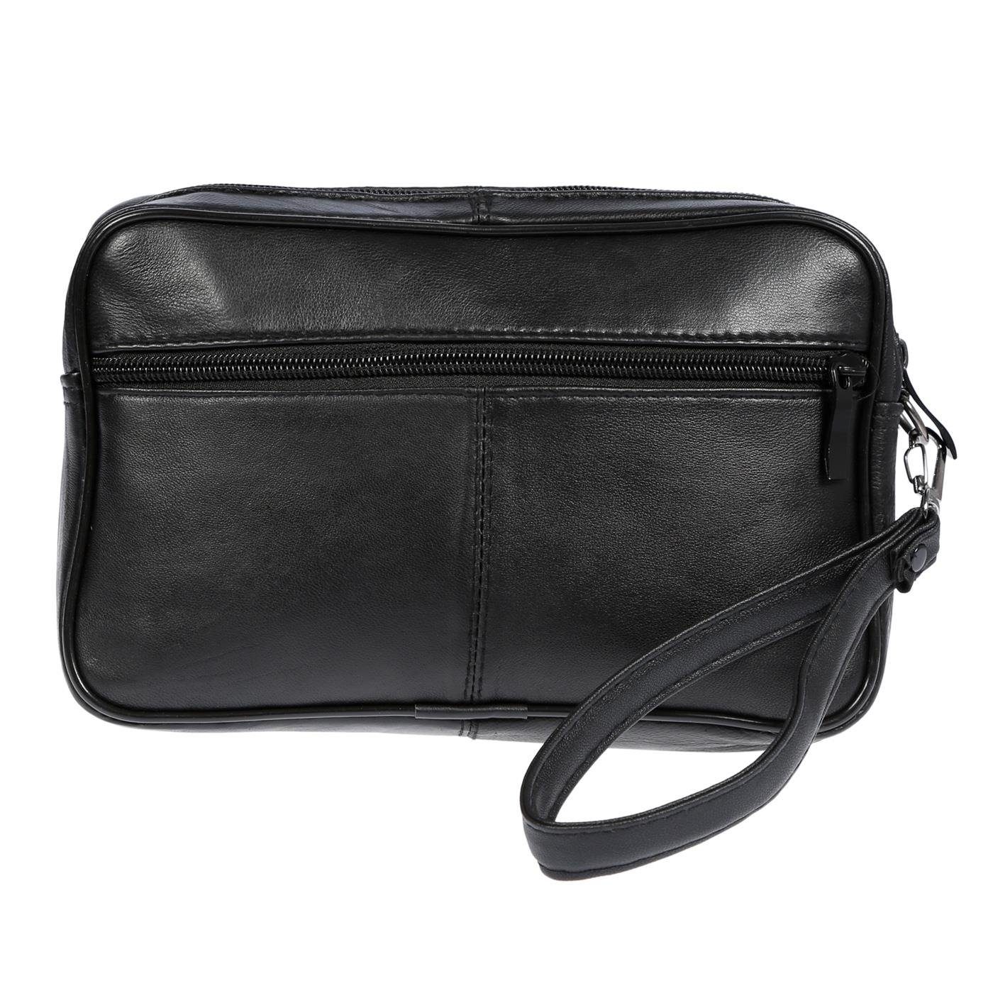 Handgelenktasche Herren Smartphonefach Schwarz Leder Christian Wippermann XL Herrentasche, Handgelenktasche Tasche echt