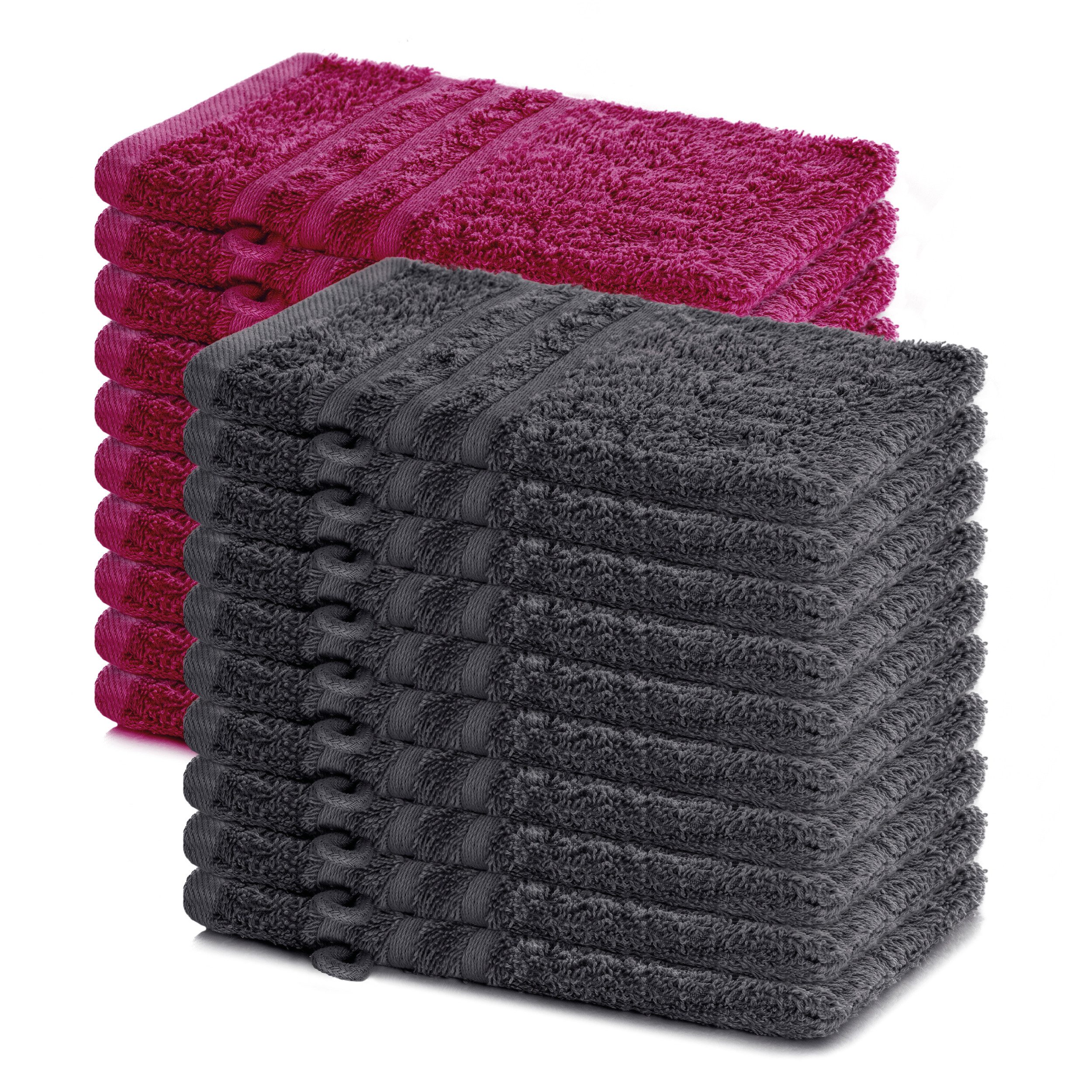 Lavea Waschhandschuh 20er Set Waschhandschuhe, 15 x 21 cm, Elena-Frottierserie, Waschlappen, (20-St), 500 g/m² Frottier, weich & saugstark, pflegeleicht