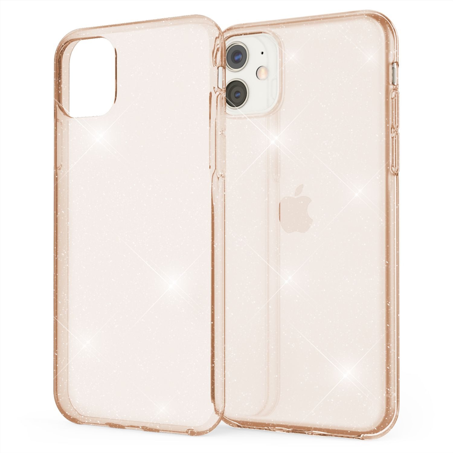 Nalia Smartphone-Hülle Apple iPhone 11 15,5 cm (6,1 Zoll), Klare Glitzer Hülle / Silikon Transparent / Glitter Cover / Bling Case