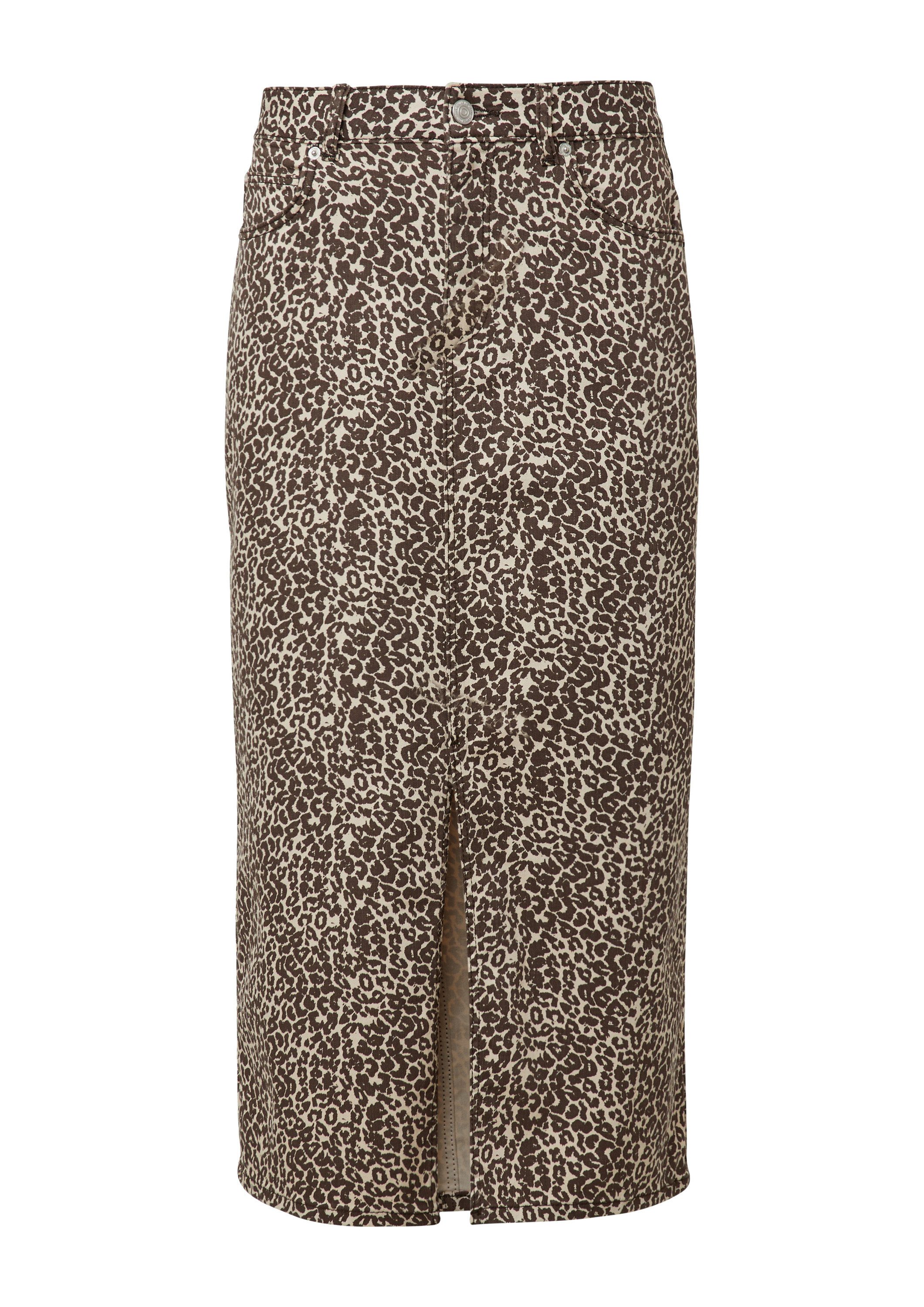 comma Midirock Rock Jeansrock in Midi-Länge mit Leo-Print günstig online kaufen