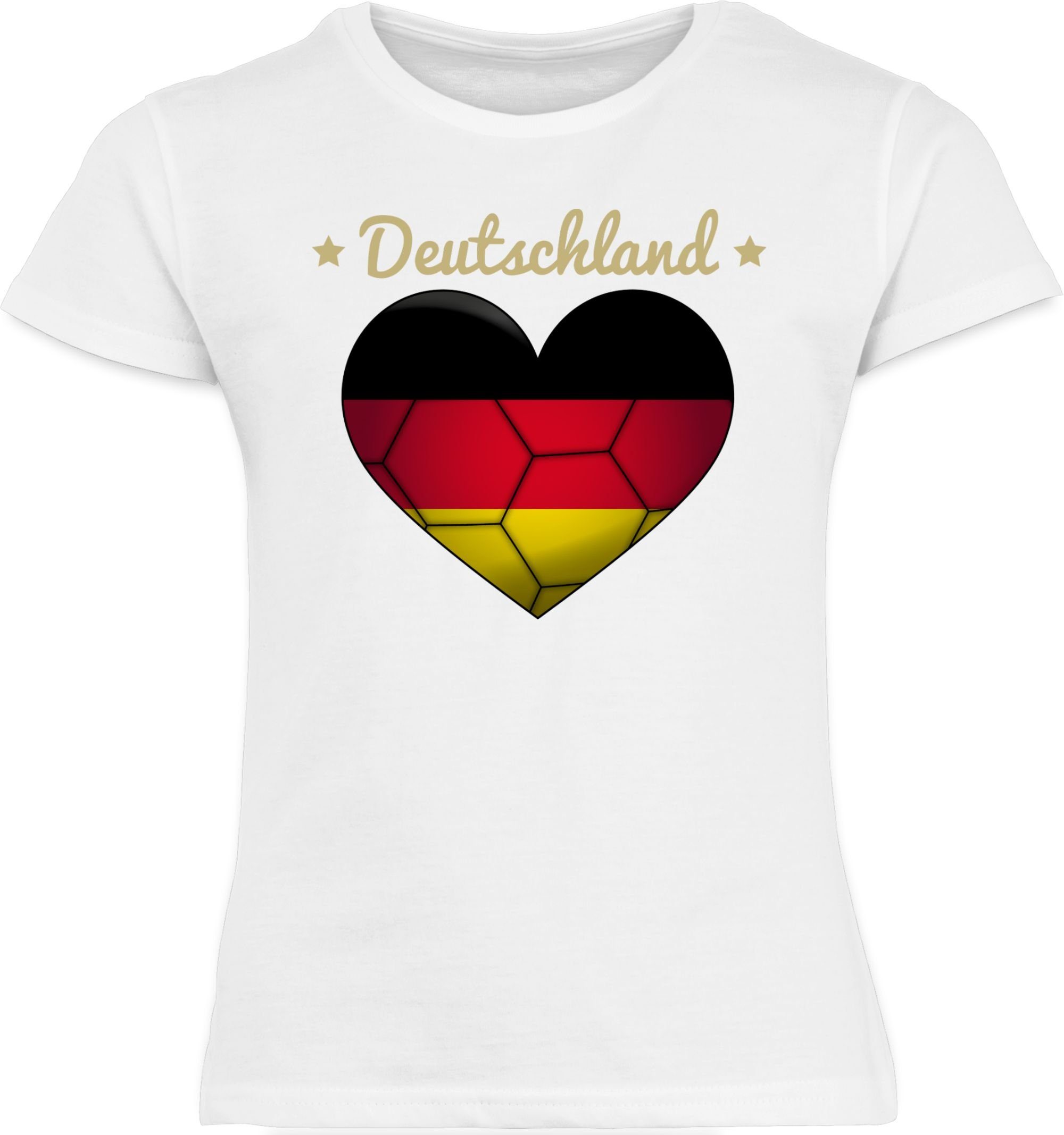 Shirtracer T-Shirt Weiß Kinder Deutschland Handballherz Sport 1 Kleidung