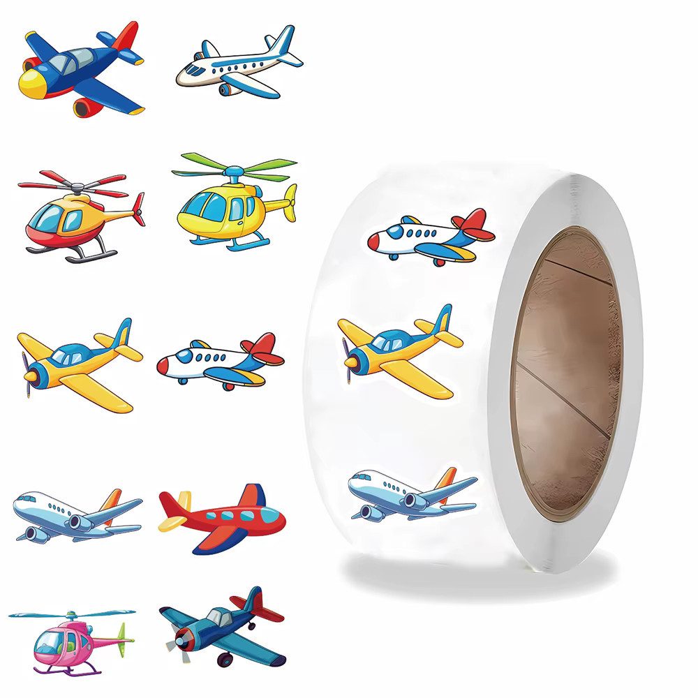 Ware aus aller Welt Sticker 500 Kinder-Sticker Flugzeuge Helikopter Aufkleber Goodie Basteln Party, (500-tlg)
