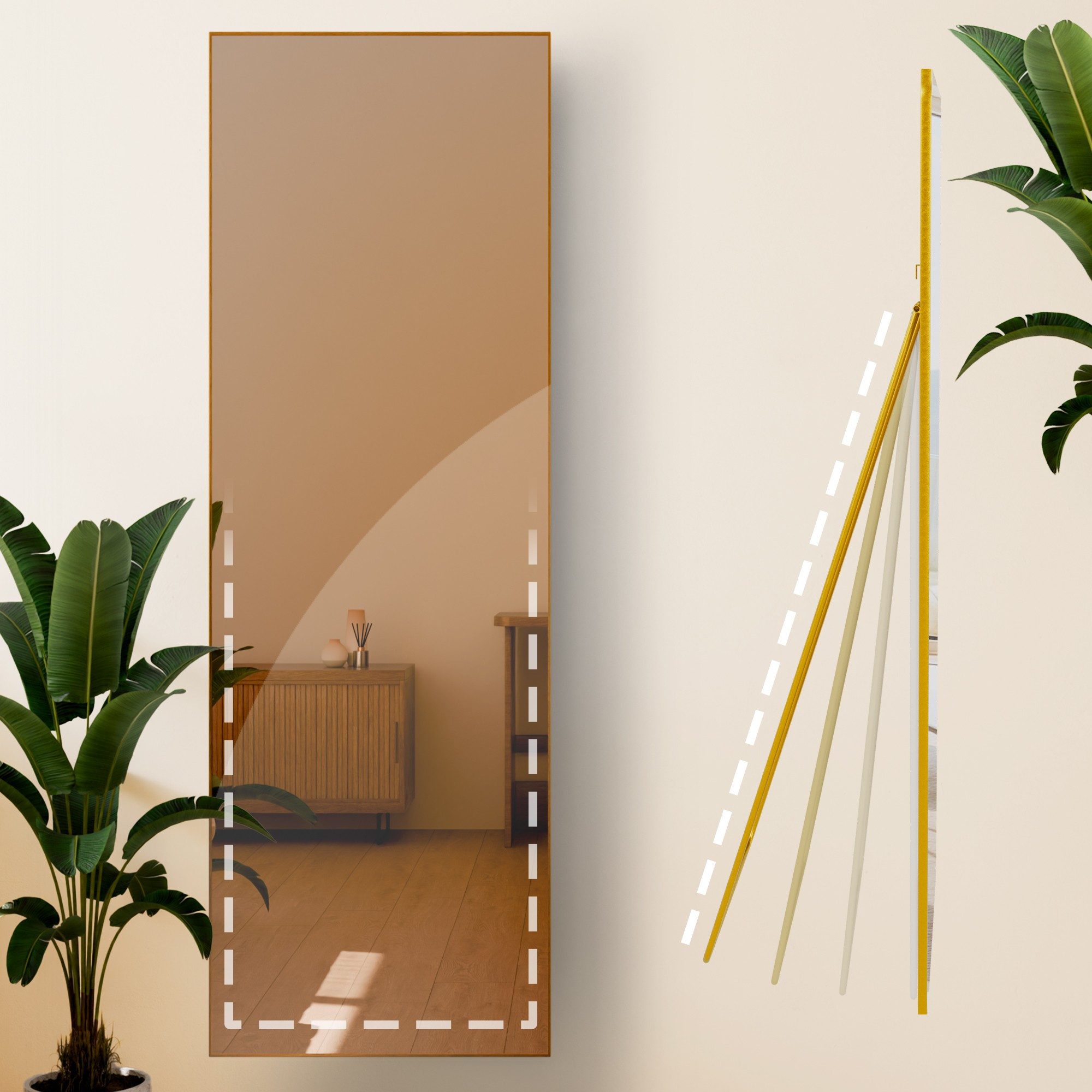 furnicato Standspiegel Spiegel Benicia 150x50x3 cm Gold Glanz (1-St)
