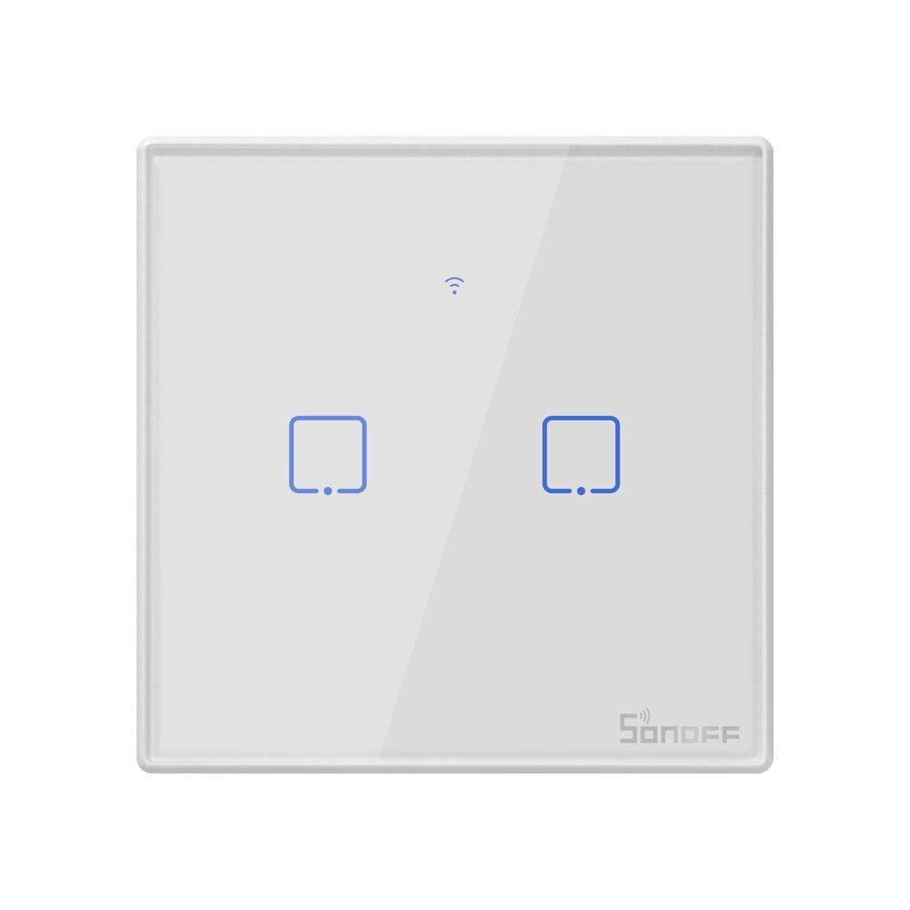 Sonoff Sonoff T2EU2C-TX Smart Wall Switch, 2-Kanal Wand-Schaltaktor, weiß, Wandtaster
