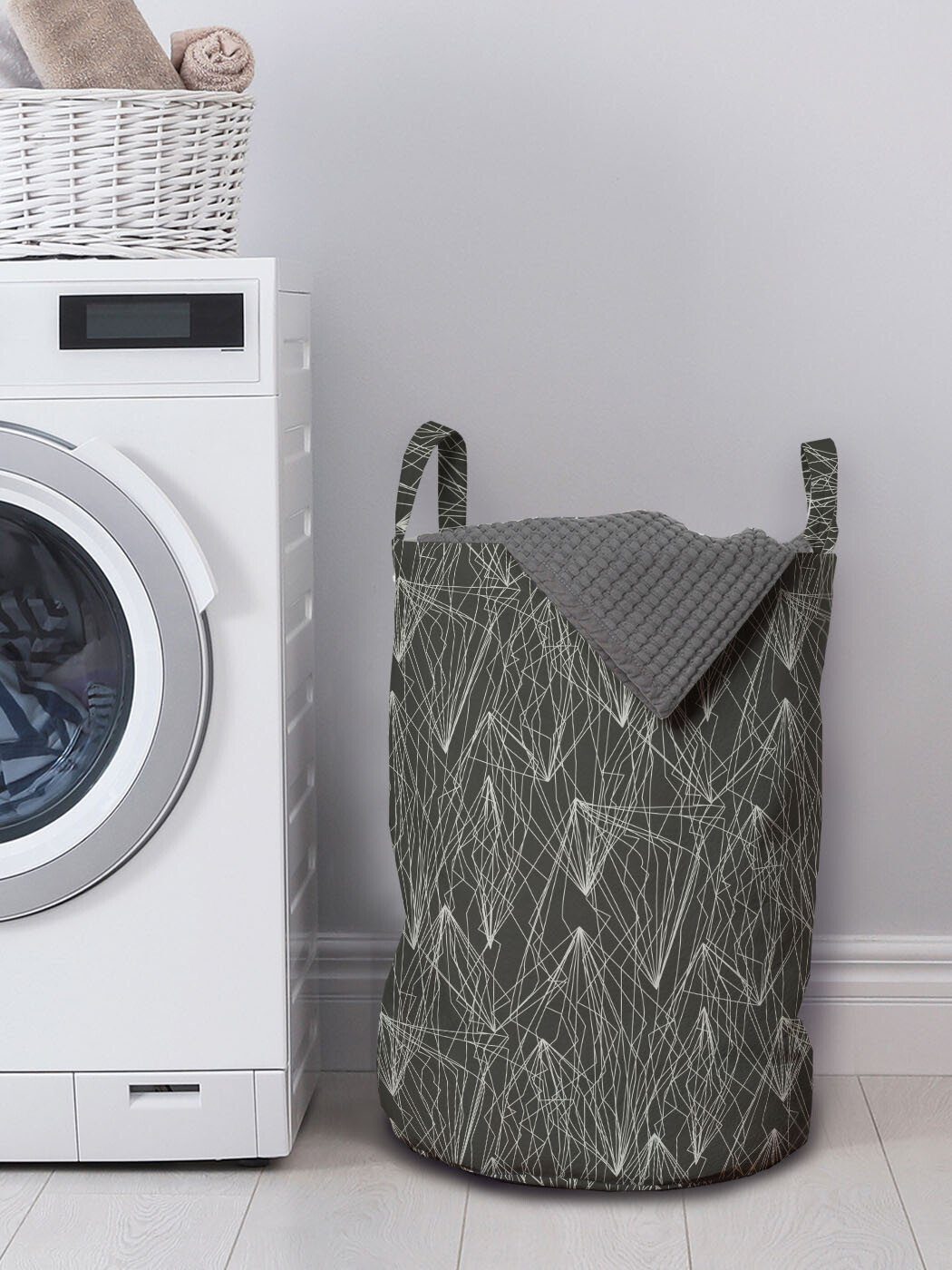 Streifen Abakuhaus Wäschesäckchen Griffen mit Waschsalons, und Beams für Wäschekorb Kordelzugverschluss Abstrakt Moderne