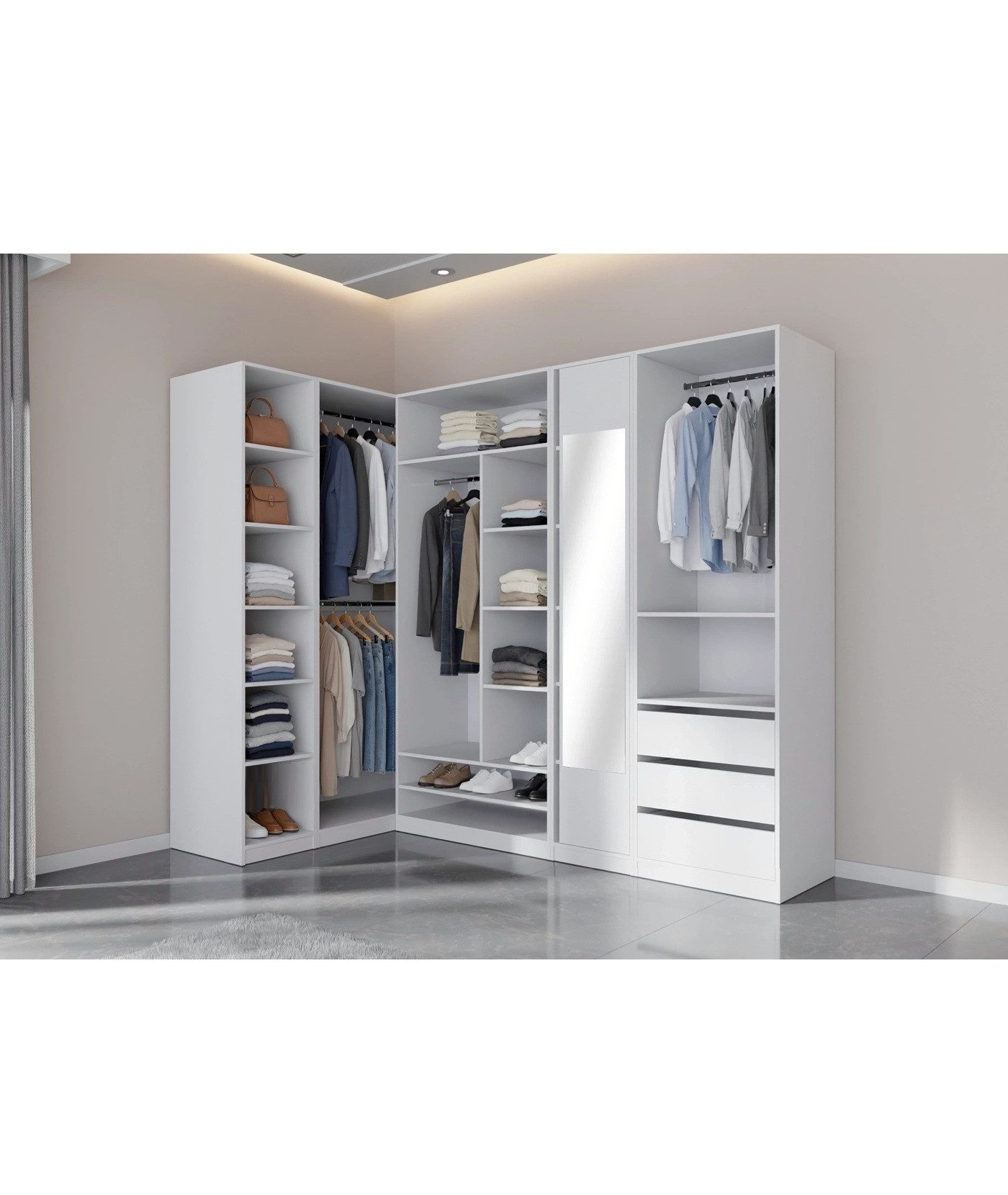 Marmex Möbel Spiegelschrank TRES 09B - Kleiderschrank, Schuhschrank, Regal, Garderobenschrank Scharniere-Soft-Close, begehabarer Kleiderschrank, Modulschrank