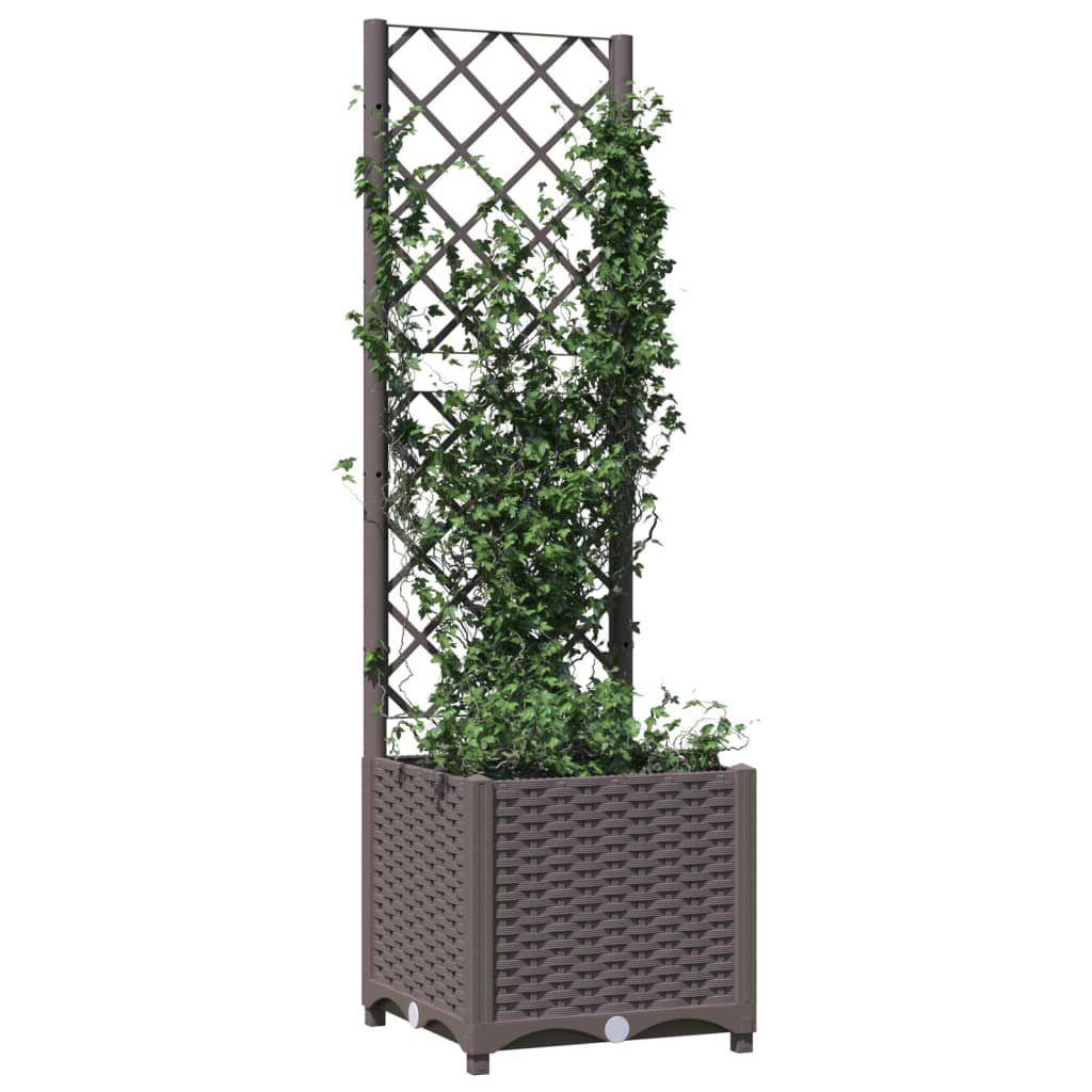 vidaXL Blumenkasten 40 x 40 x 136 cm Pflanzkübel mit Rankgitter Braun 40x40x136 cm Kunstst