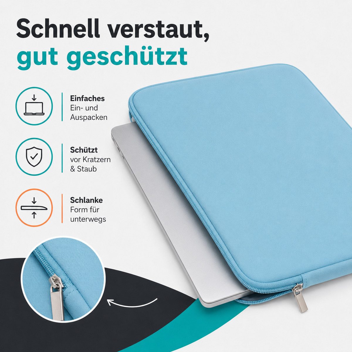 König Design Laptoptasche Universal Notebooktasche 13 Zoll Sleeve Tasche Hülle Laptop Case Cover, weiches Innenfutter zum Schutz vor Kratzern