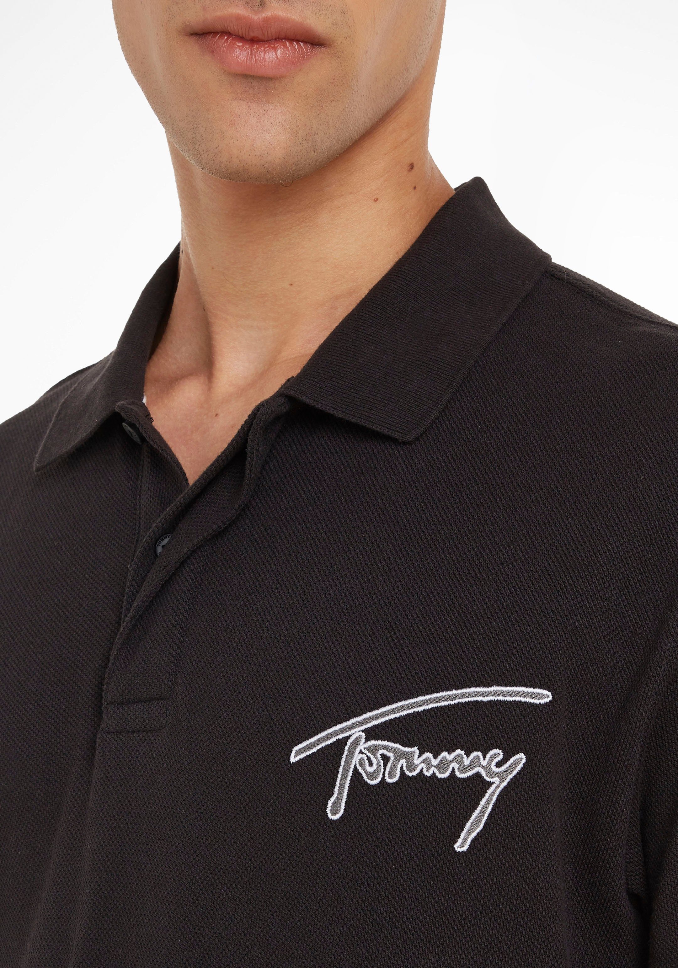 TJM POLO mit Logostickerei Tommy Black (1-tlg) SIGNATURE Jeans CLSC Poloshirt