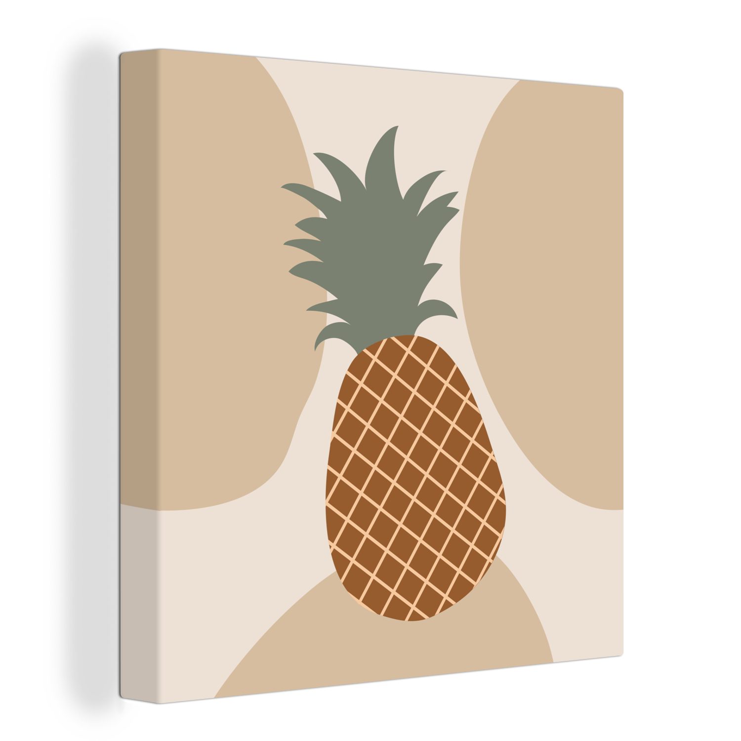 OneMillionCanvasses® Leinwandbild Obst - Pastell - Ananas - Sommer, (1 St),  Leinwand Bilder für Wohnzimmer Schlafzimmer