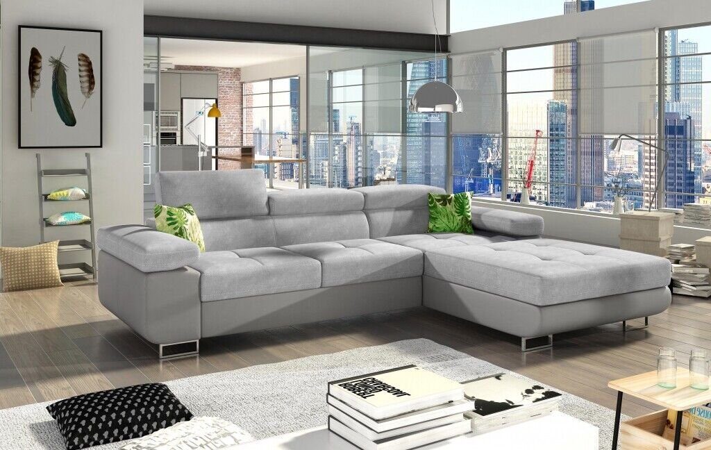JVmoebel Ecksofa Moderne Graue Wohnlandschaft L-Form Sofa luxus Eck-Couch Neu, Made in Europe