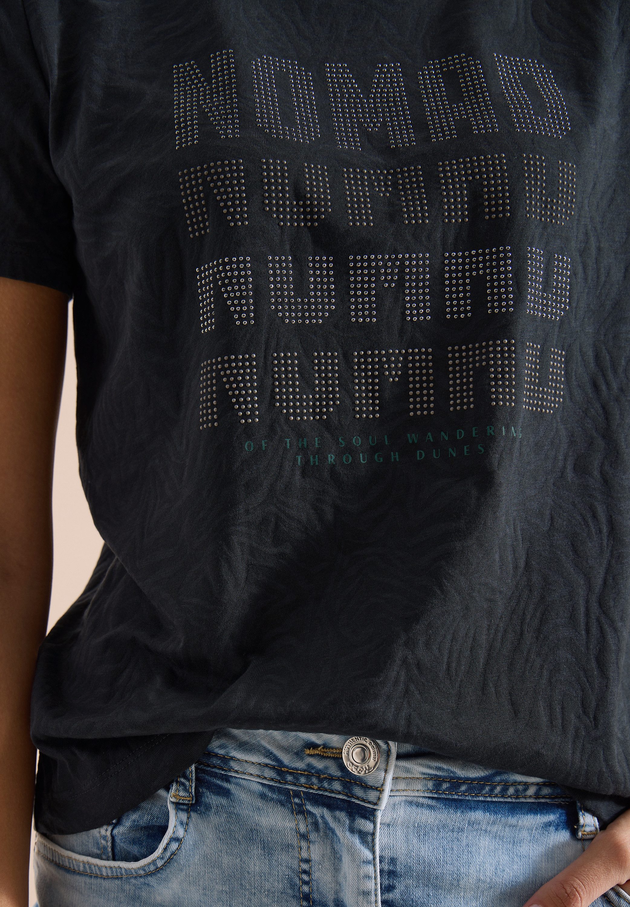 CECIL Kurzarmshirt Sommershirt in Burn-Out-Optik und mit Zebra-Muster