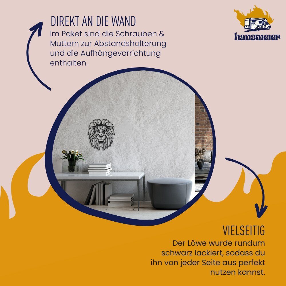 Hansmeier Wanddekoobjekt Wanddeko aus Metall, Wasserfest, Für Außen & Innen, Motiv Löwe