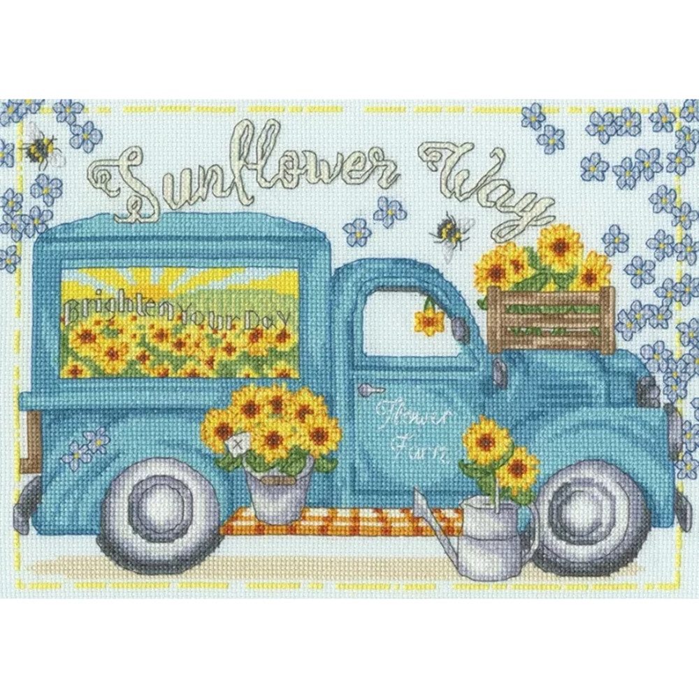 Bothy Threads Kreativset Bothy Threads telkruissteekpakket "Sunflower Way", XKTB26, 28x20cm, (embroidery kit by Marussia)