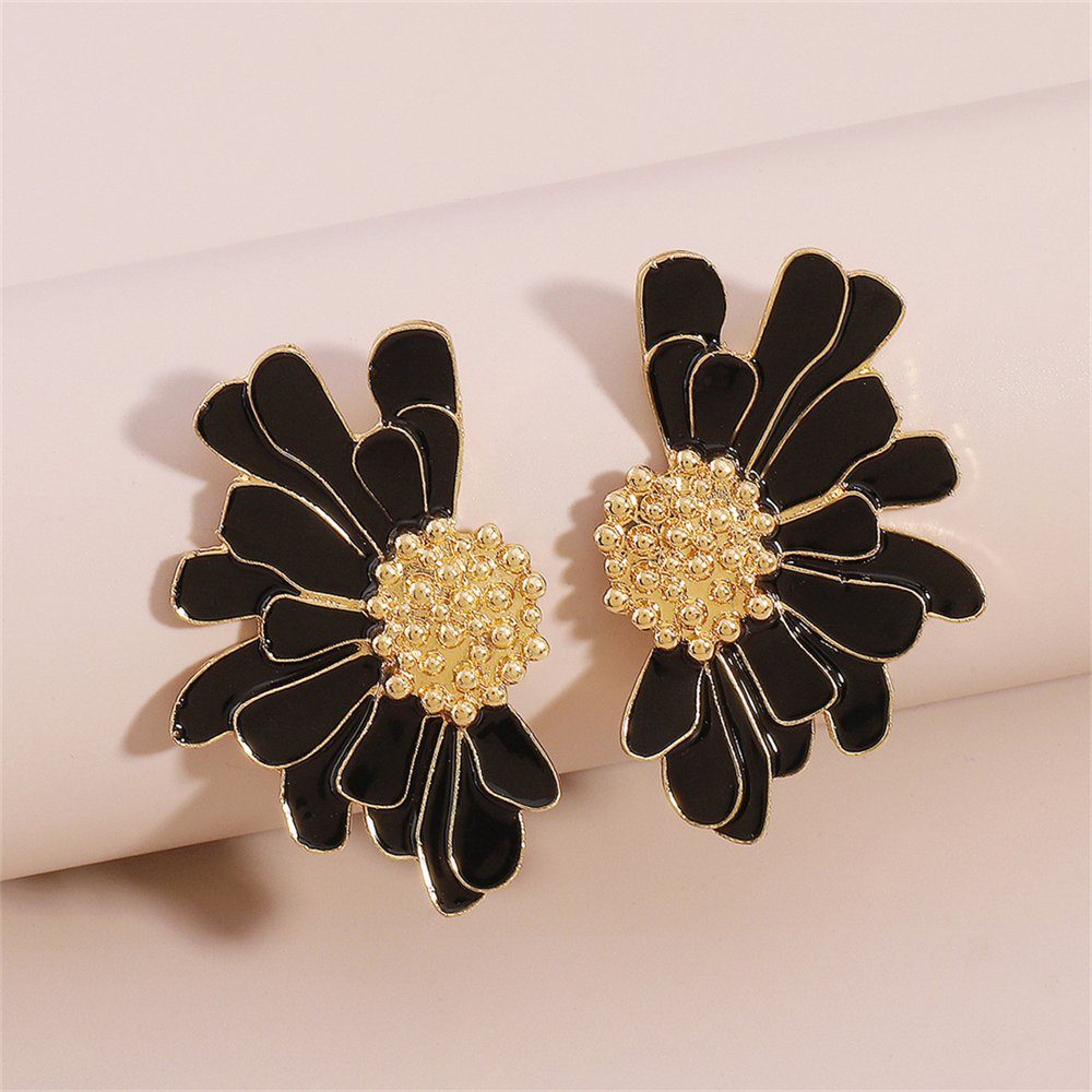 YOOdy~ Paar Ohrhänger Ohrringe damen Ohrhänger Vintage (1-tlg) stilvoll schmuck Schwarz Ohrstecker blumig