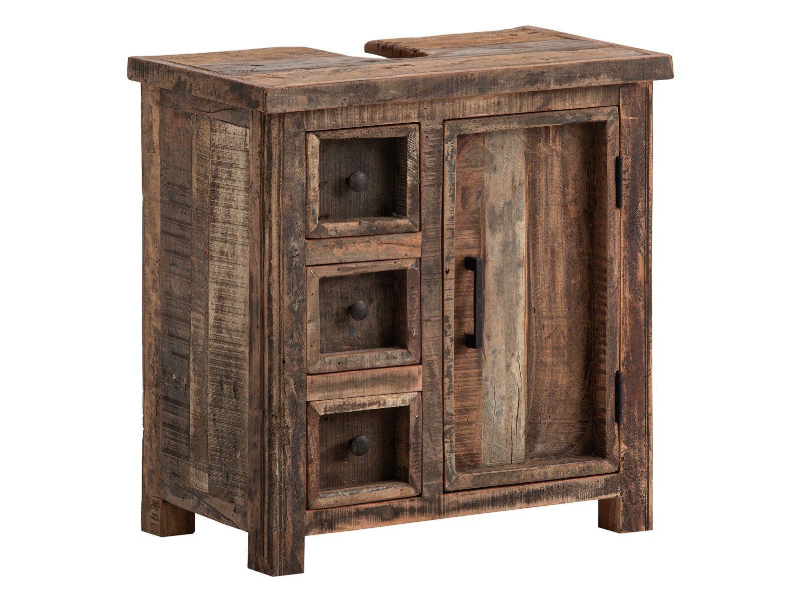 massivum Waschbeckenunterschrank Sumatra, Badschrank Altholz rustikal Chalet Style