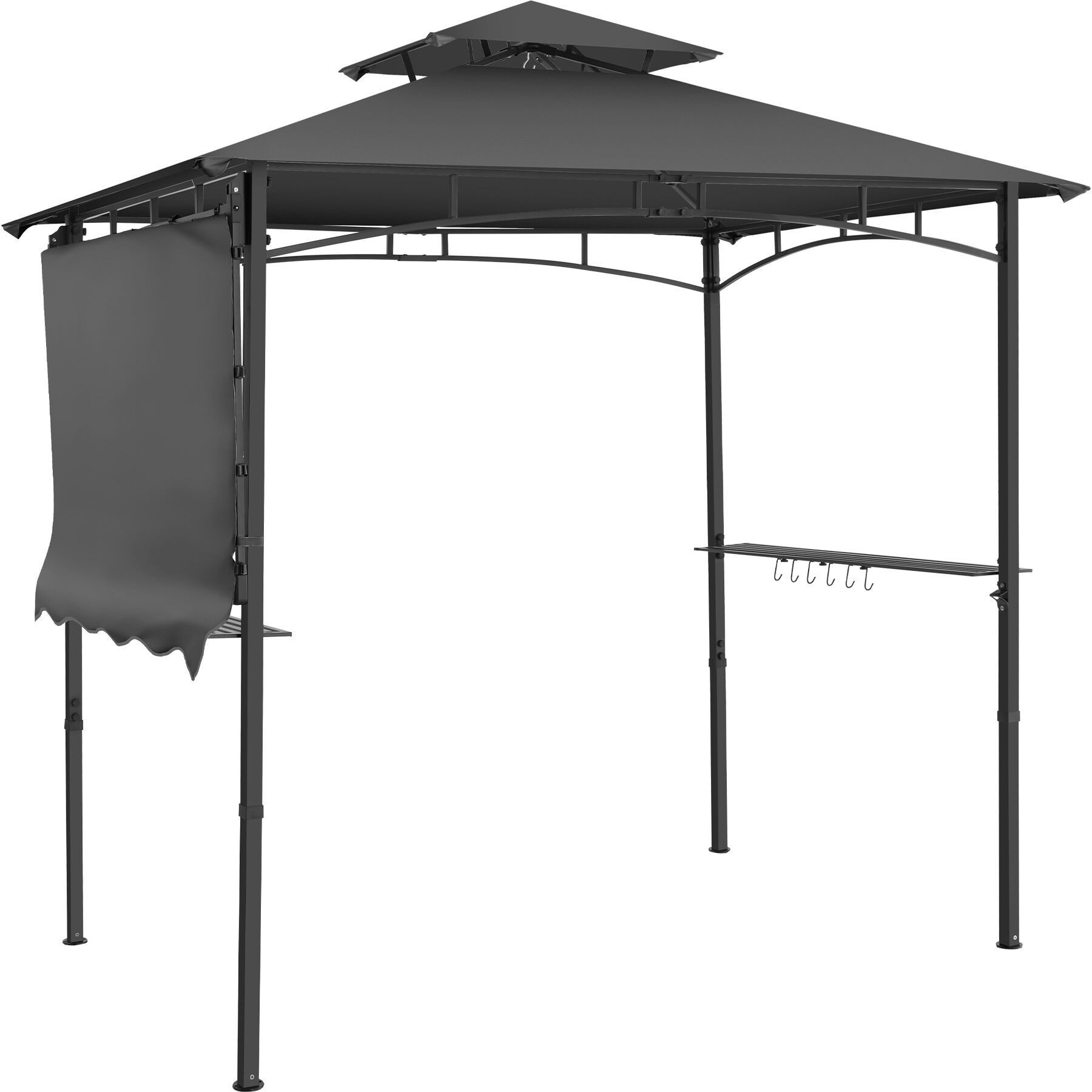 tectake Pavillon Grillpavillon, inklusive 8 Heringen und 6 Haken, 316 x 150 x 250 cm, mit 2 Seitenteilen, (316 x 150 x 250 cm, Komplettset), Doppeldachsystem, Flaschenöffner am Gestell