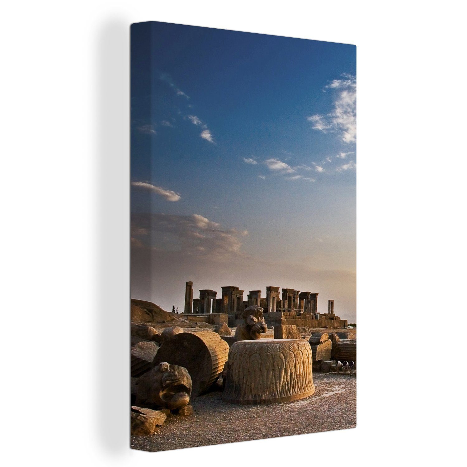 Zackenaufhänger, bespannt Leinwandbild St), Ruinen Sonnenuntergang, inkl. Persepolis iranischen Gemälde, 20x30 bei cm (1 des OneMillionCanvasses® Leinwandbild fertig