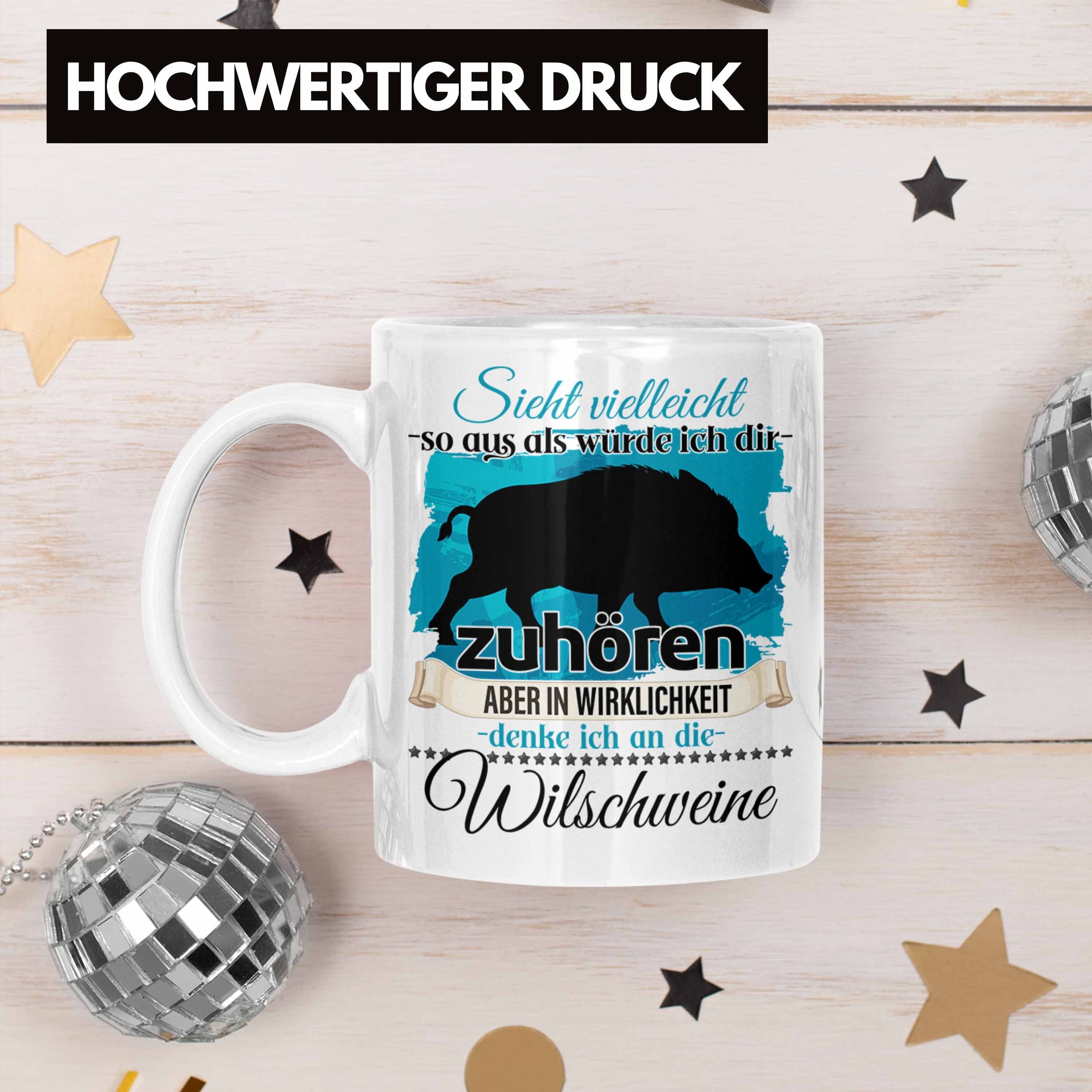 - L Geschenk Trendation Wildschwein Weiss Jäger Tasse Tasse Liebhaber Geschenkidee Trendation