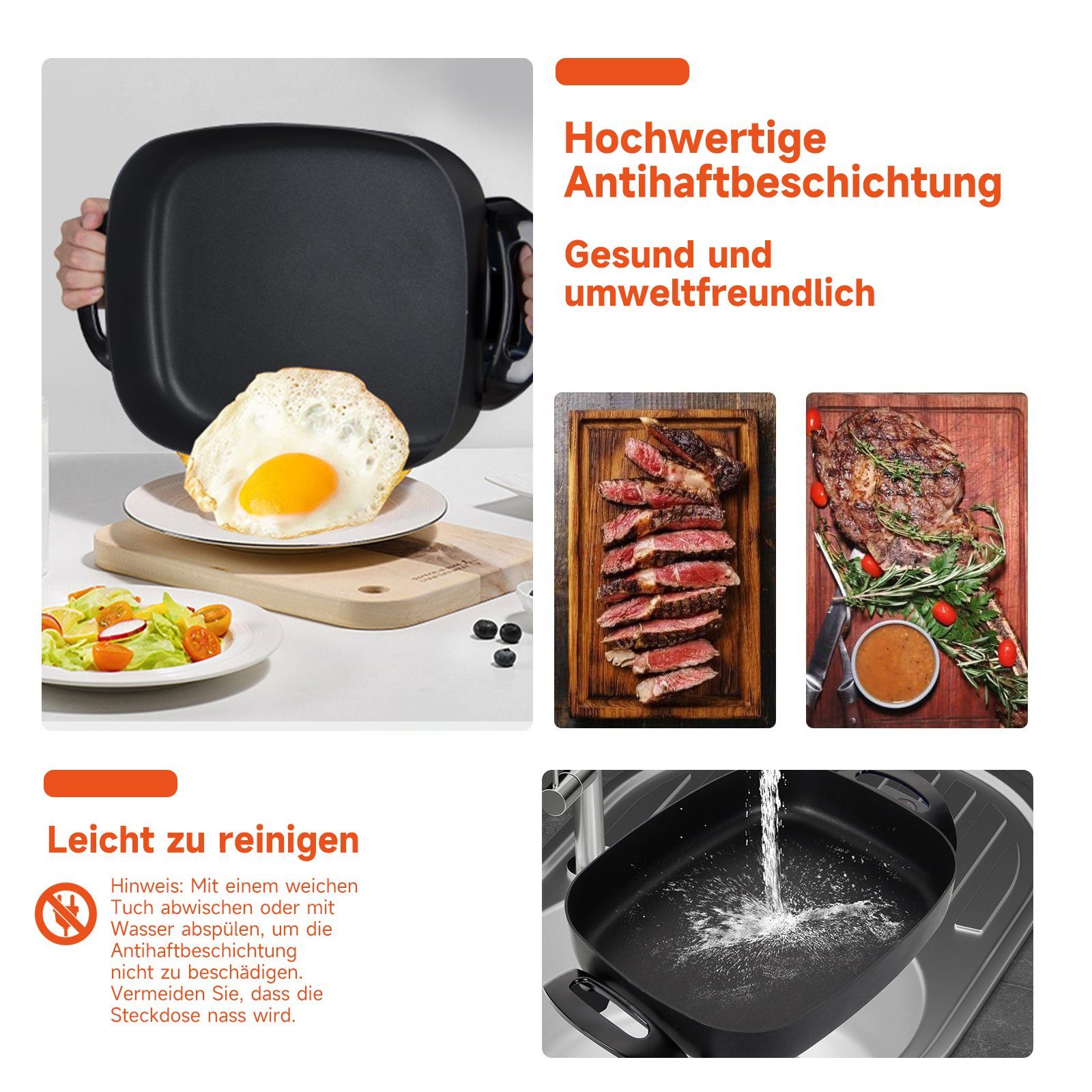 Scheffler Elektrische Pfanne Elektrische Multipfanne, 1500,00 W, mit Antihaftbeschichtung, mit Glasdeckel