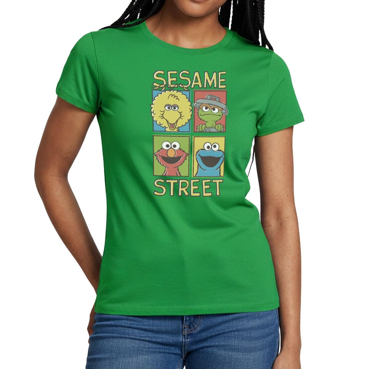 Spreadshirt T-Shirt Sesamstraße Bibo, Oscar, Elmo, Krümelmonster Frauen T-Shirt (1-tlg)