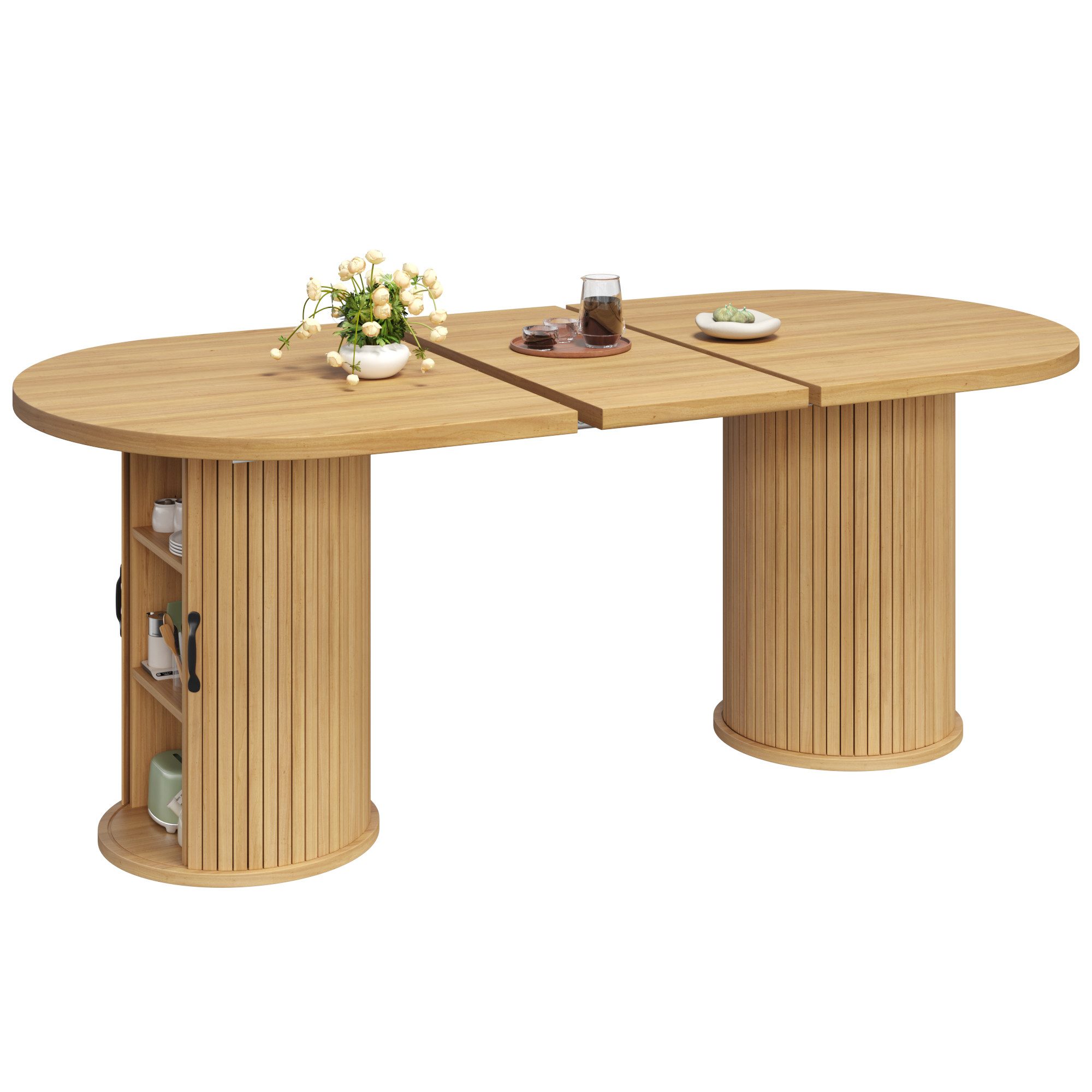 KLAM HOME Esstisch Ausziehbarer Esstisch mit verdecktem Staufach, 149,8‑189,7 cm (Multifunktionaler Küchentisch mit Teleskop‑Mechanismus ohne Werkzeug), Flexibl – Bild 2 von 5